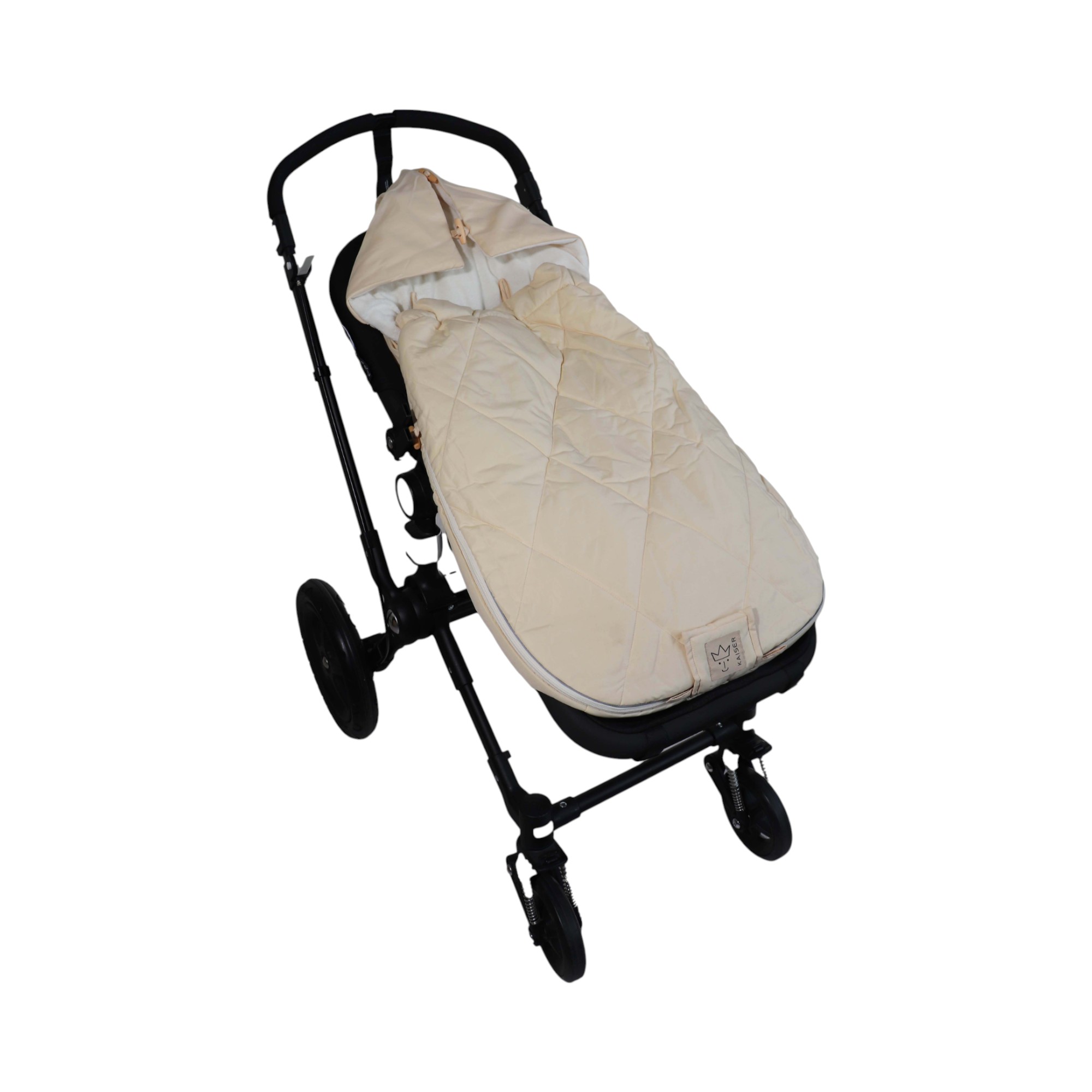 Sommer Fußsack in der Farbe cream in einem Kinderwagen eingesetzt