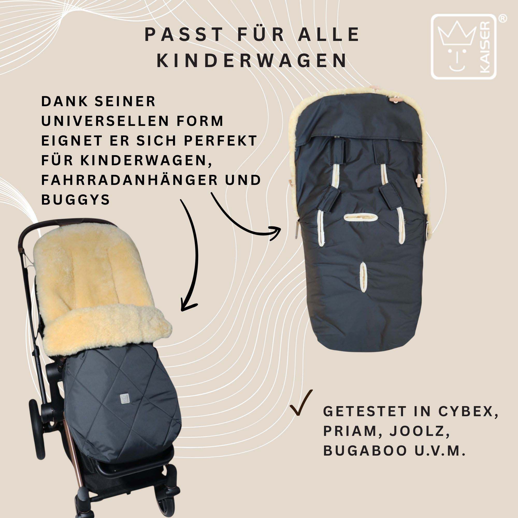 Universelle Form passt für Kinderwagen, Fahrradanhänger und Buggys – getestete Kompatibilität.