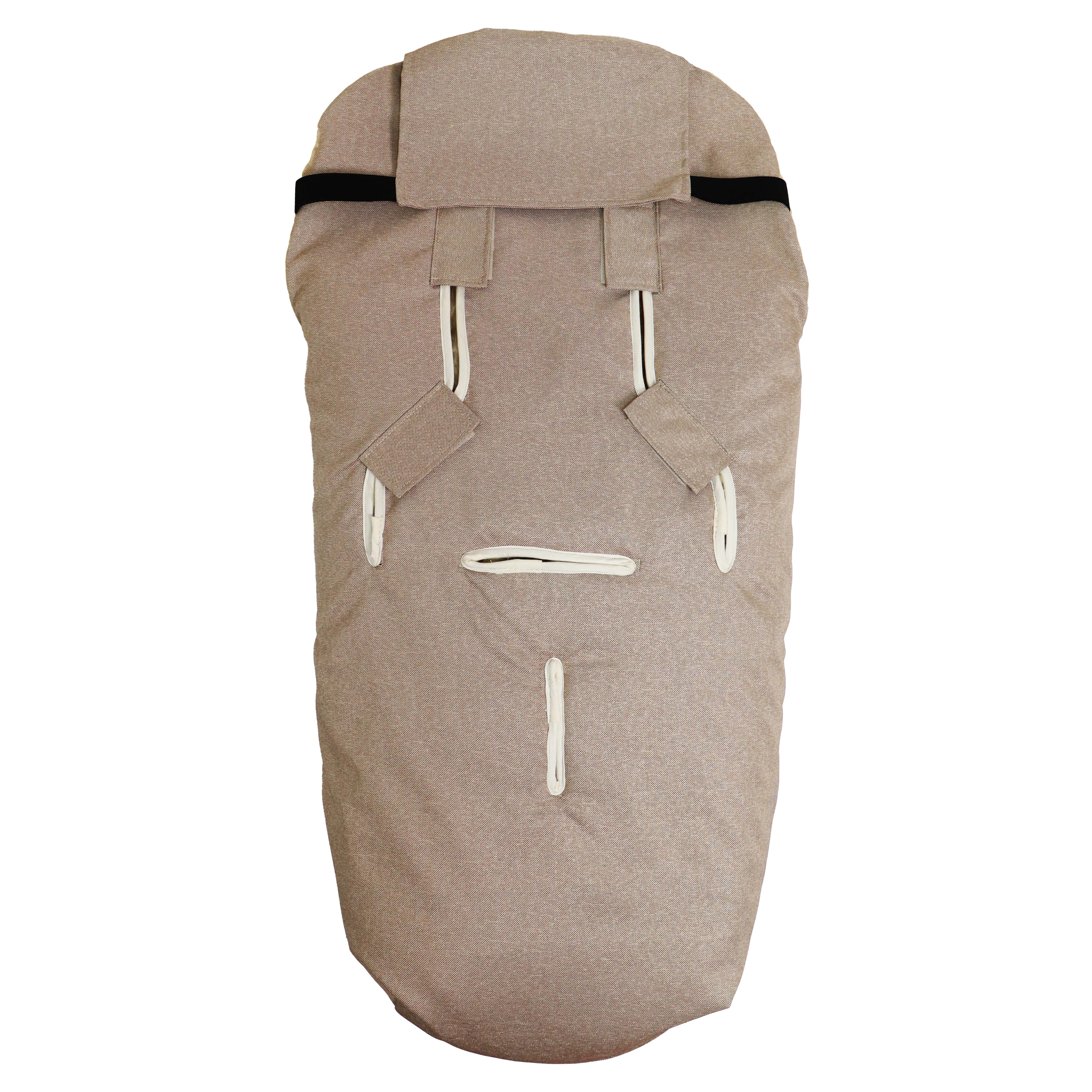 Fußsack mit dem Lammfell-Innenfutter in sand Rückseite