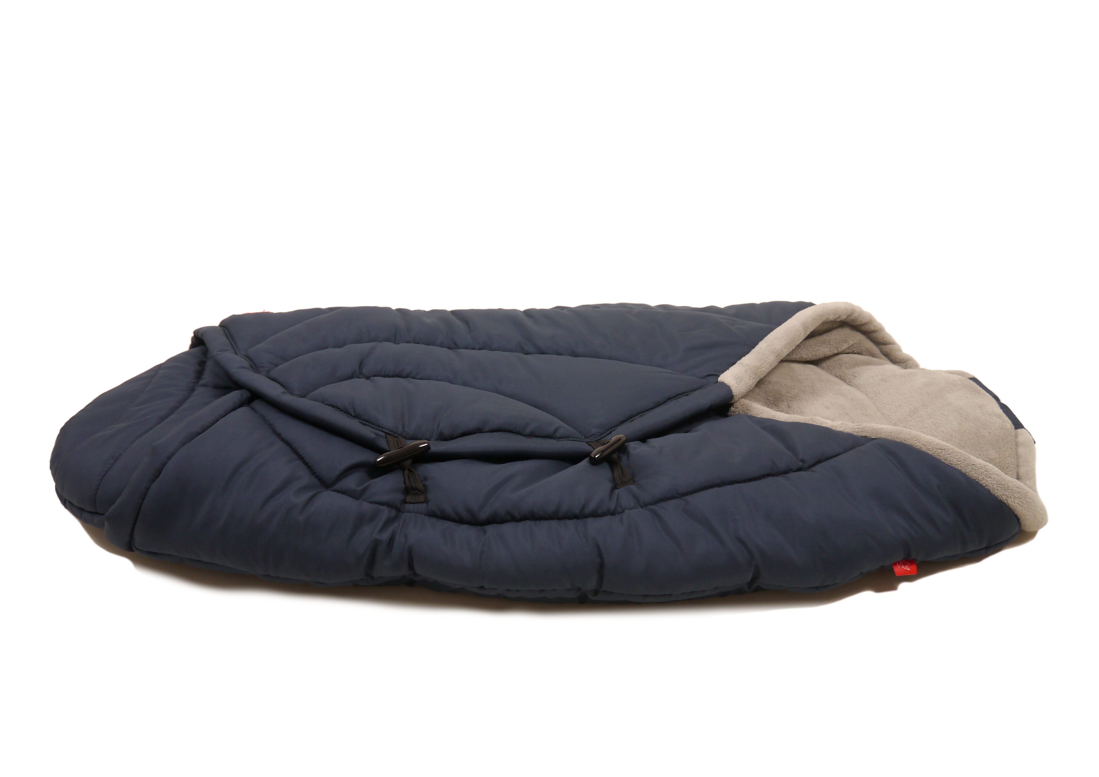Kaiser Einschlagdecke in der Farbe navy-light grey mit Fleece-Innenfutter, geschlossen, liegend von der Seite