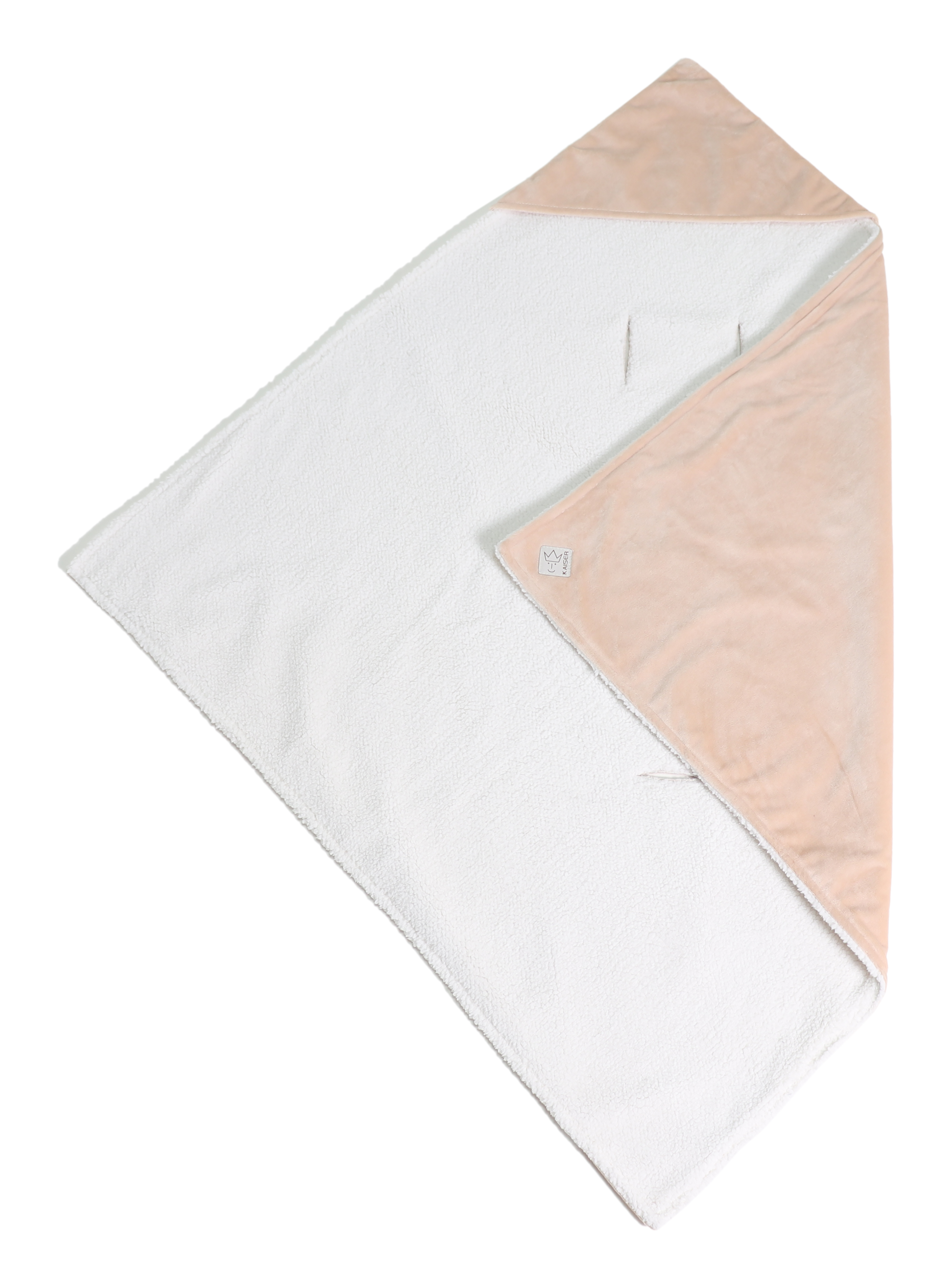 Kaiser Winter Wrap mit Kapuze, Farbe latté, diagonal geöffnet