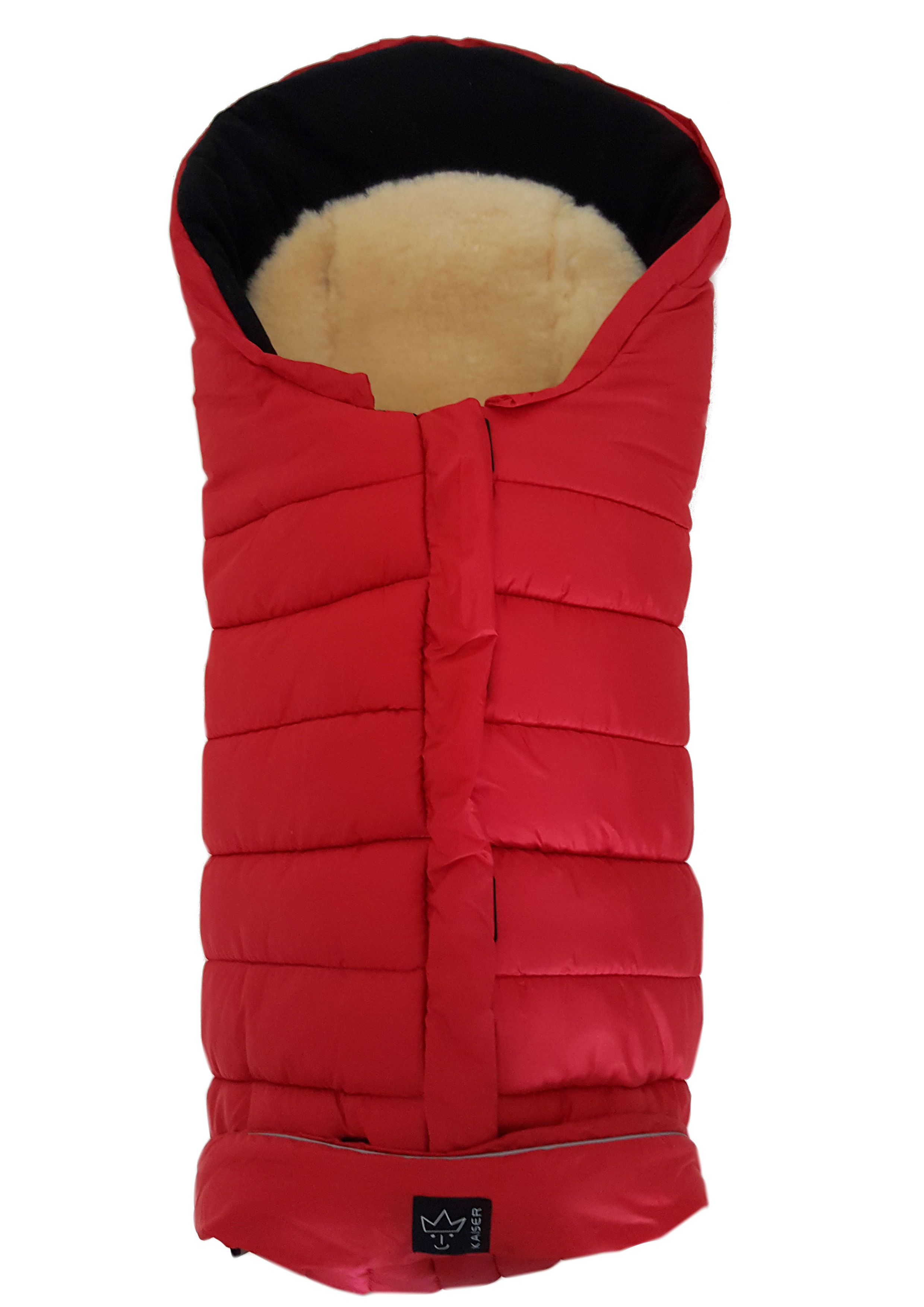 Thermofußsack aus Fleece mit herausnehmbarer Schaffelleinlage in rot