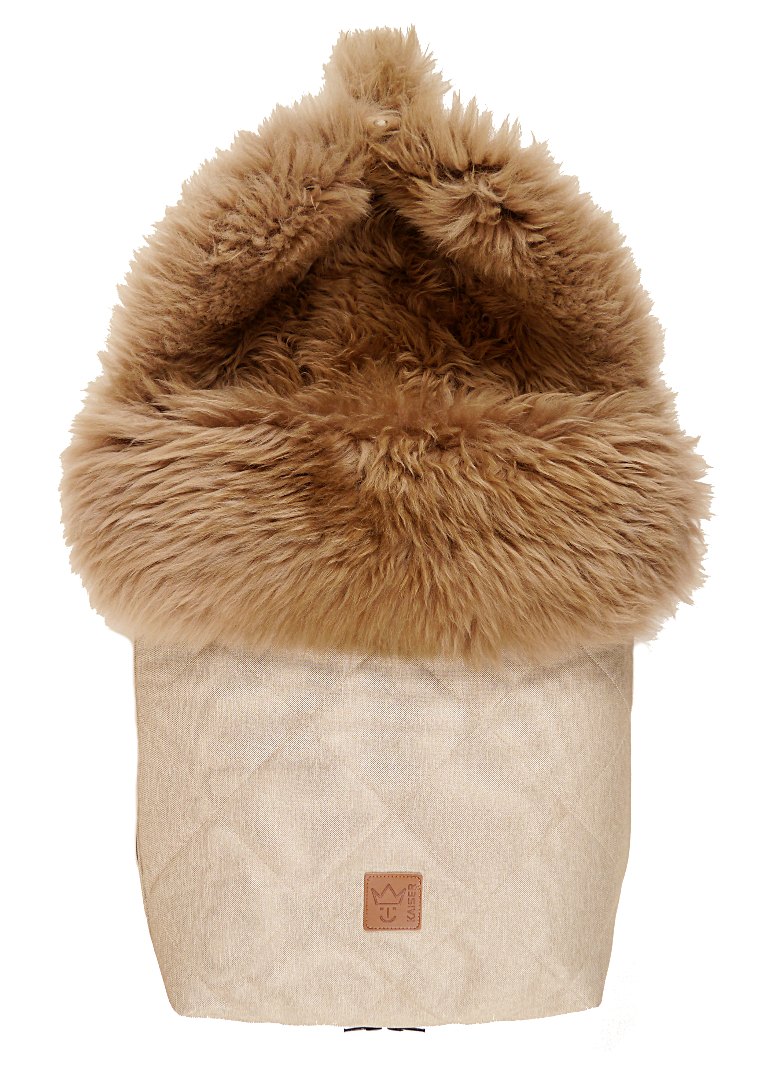 Fußsack mit dem Lammfell-Innenfutter in sand melange