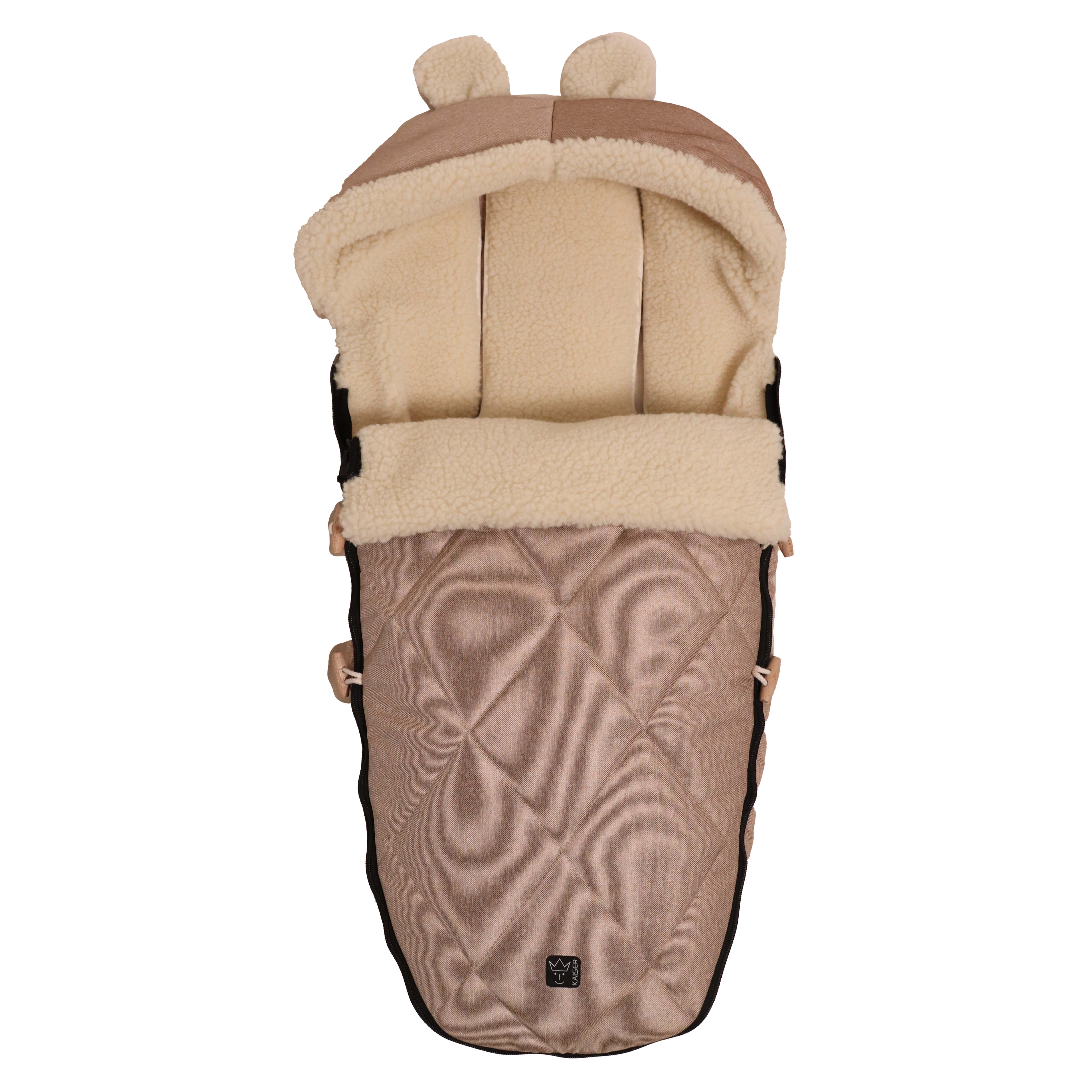 Fußsack in sand mit Schafwolle-Innenfutter