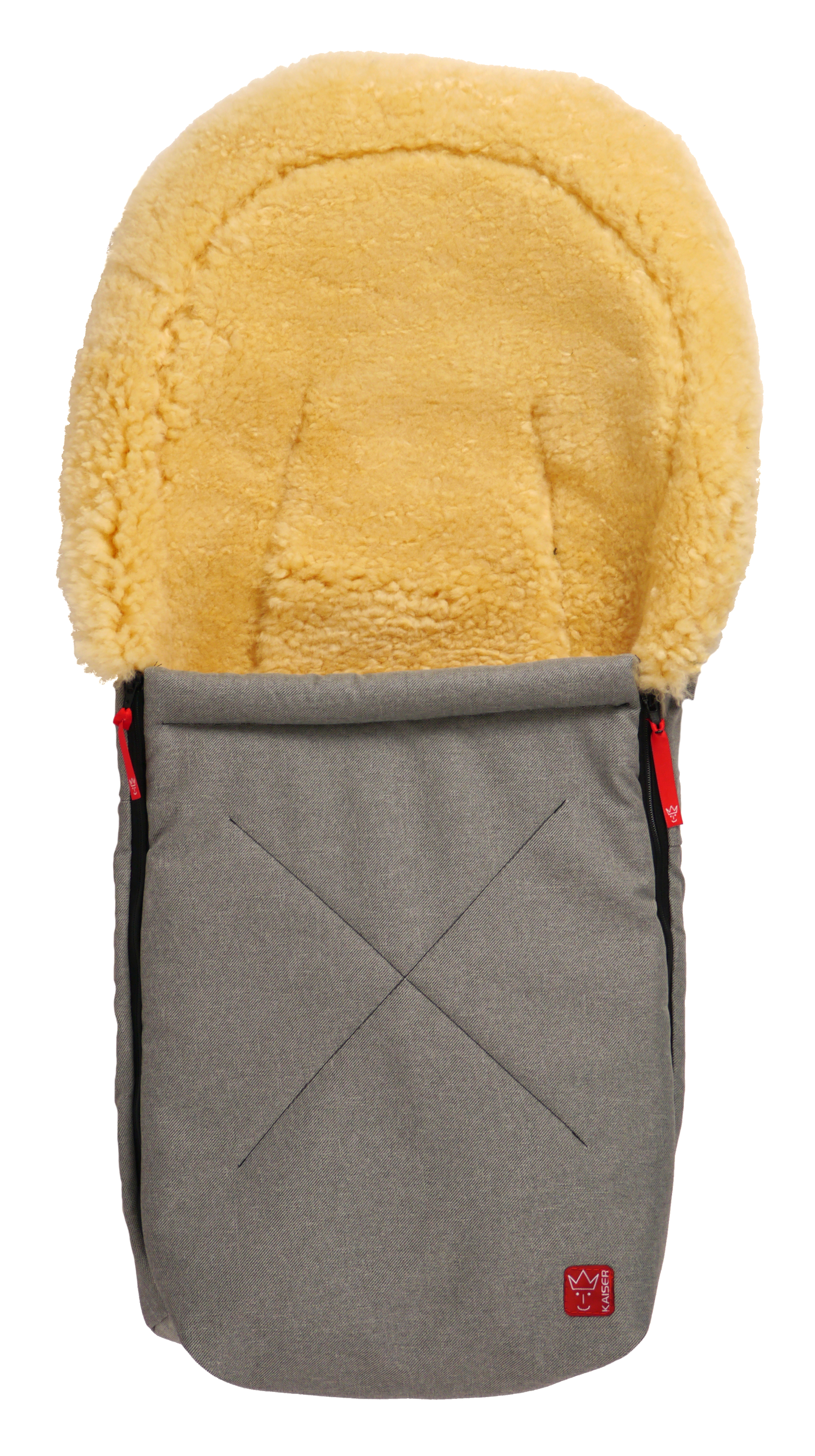 Lammfell-Fußsack von Kaiser in Grey melange, Vorderansicht