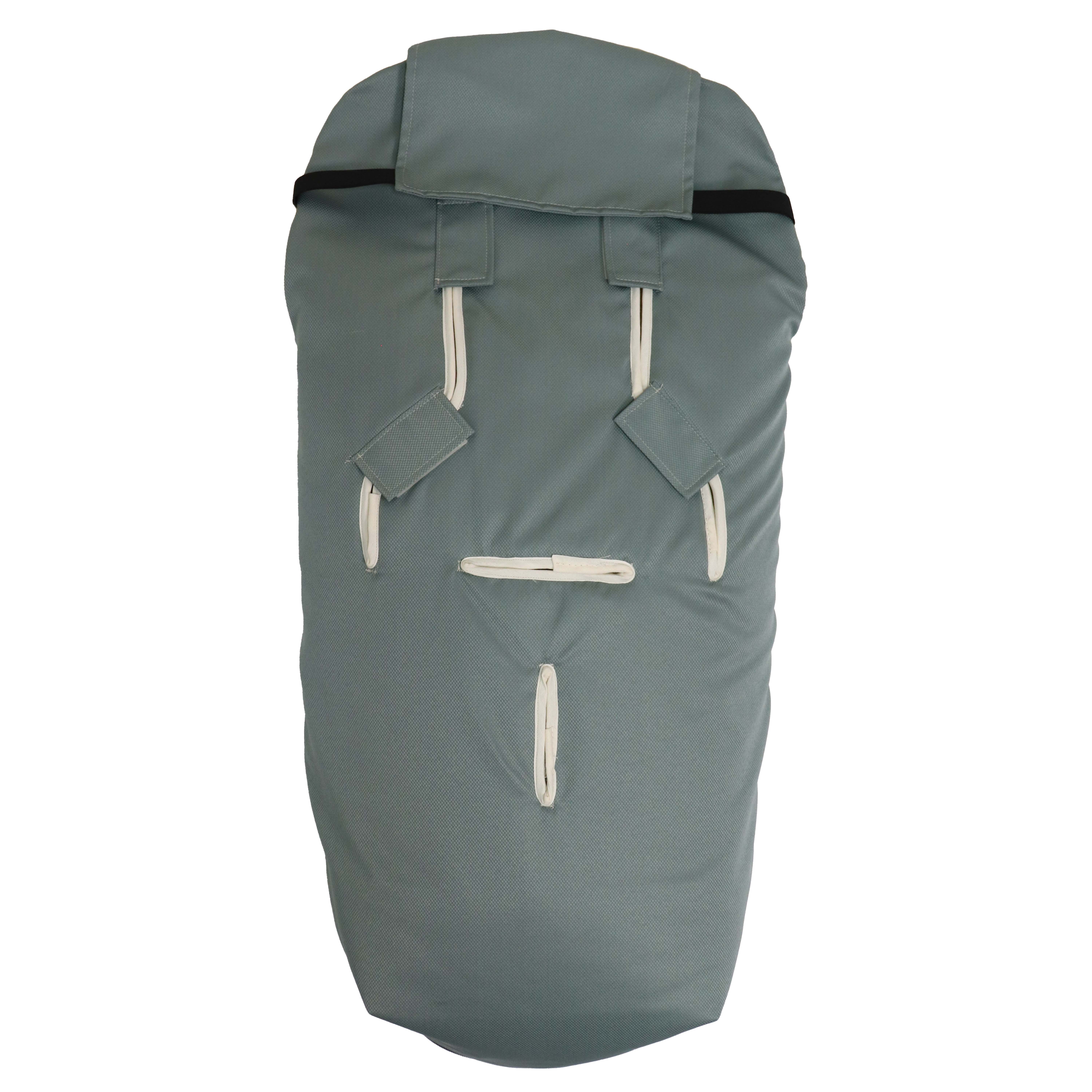 Fußsack mit dem Lammfell-Innenfutter in der Farbe slit green Rückseite