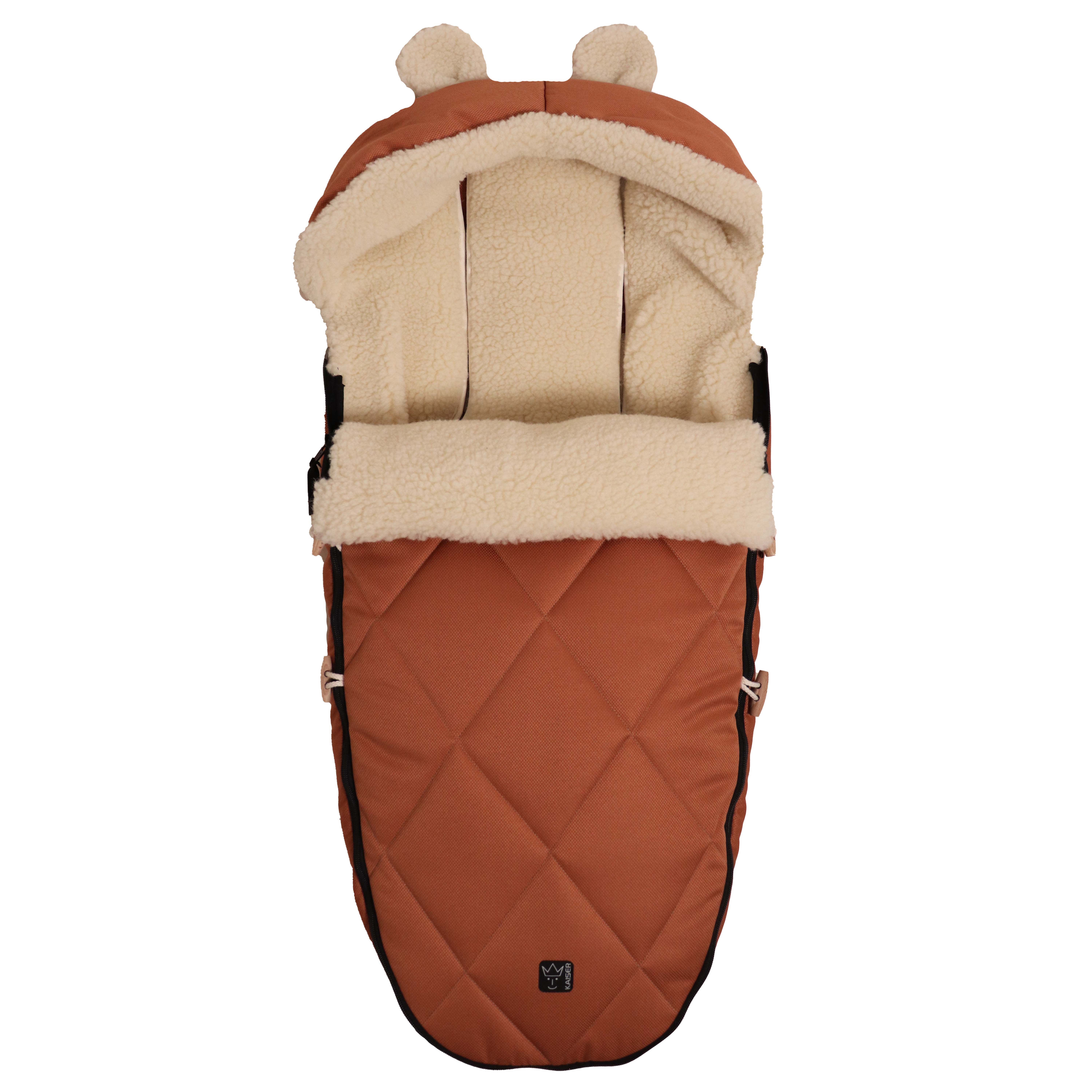 Fußsack in coral gold mit Schafwolle-Innenfutter