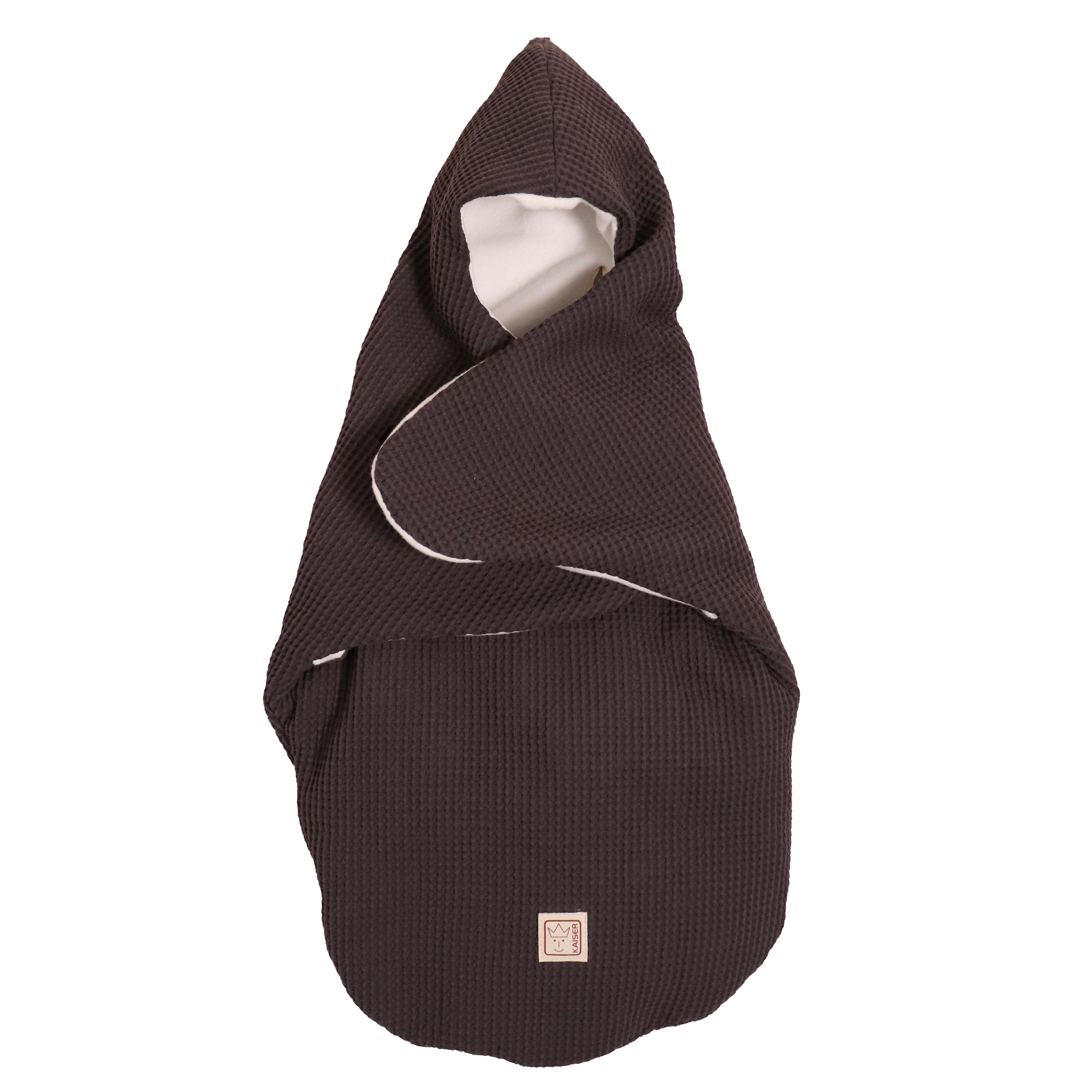 ALICE ORGANIC COTTON BIO Einschlagdecke anthracite mit Kapuze für Babyschale