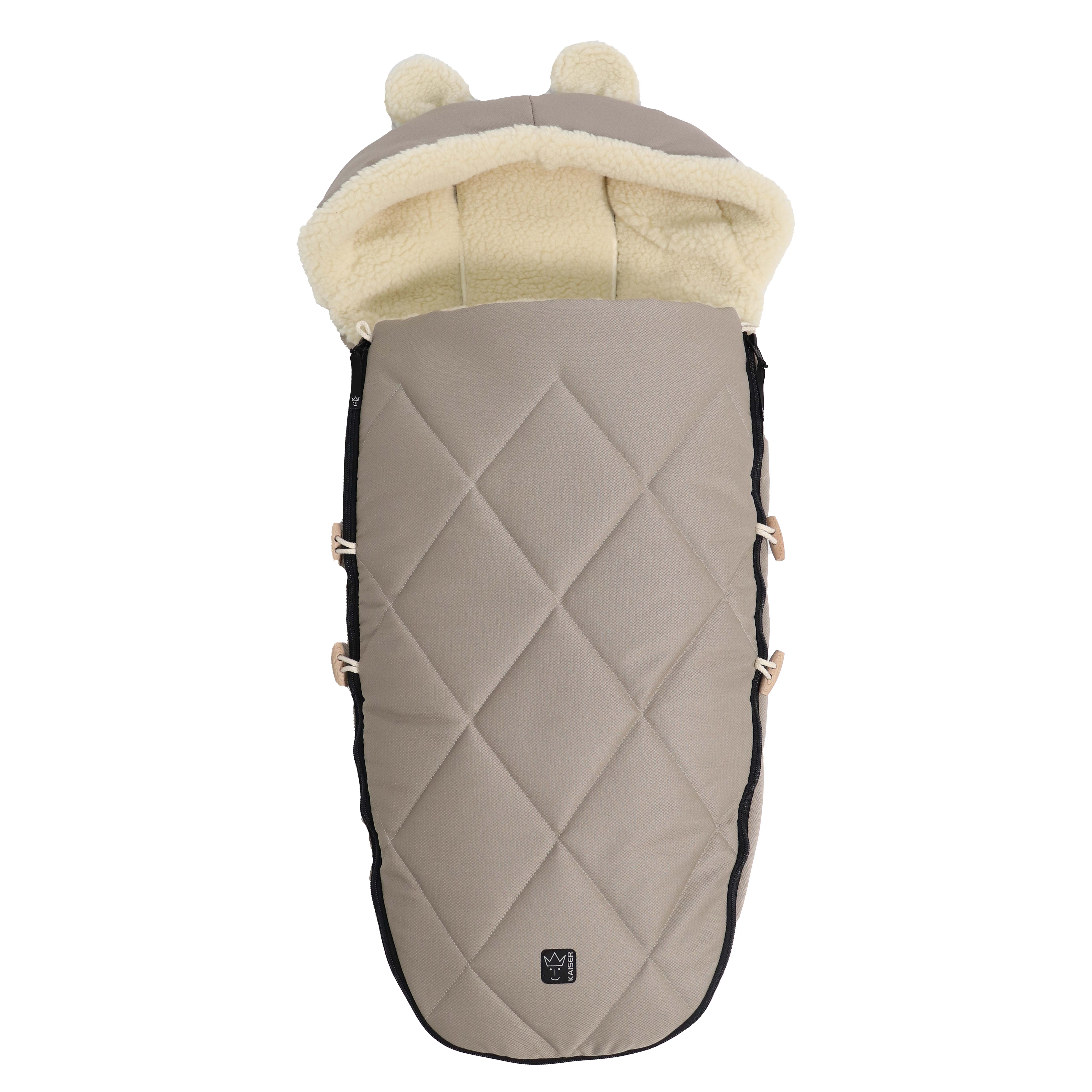 Geschlossener Fußsack in angora mit Schafwolle-Innenfutter