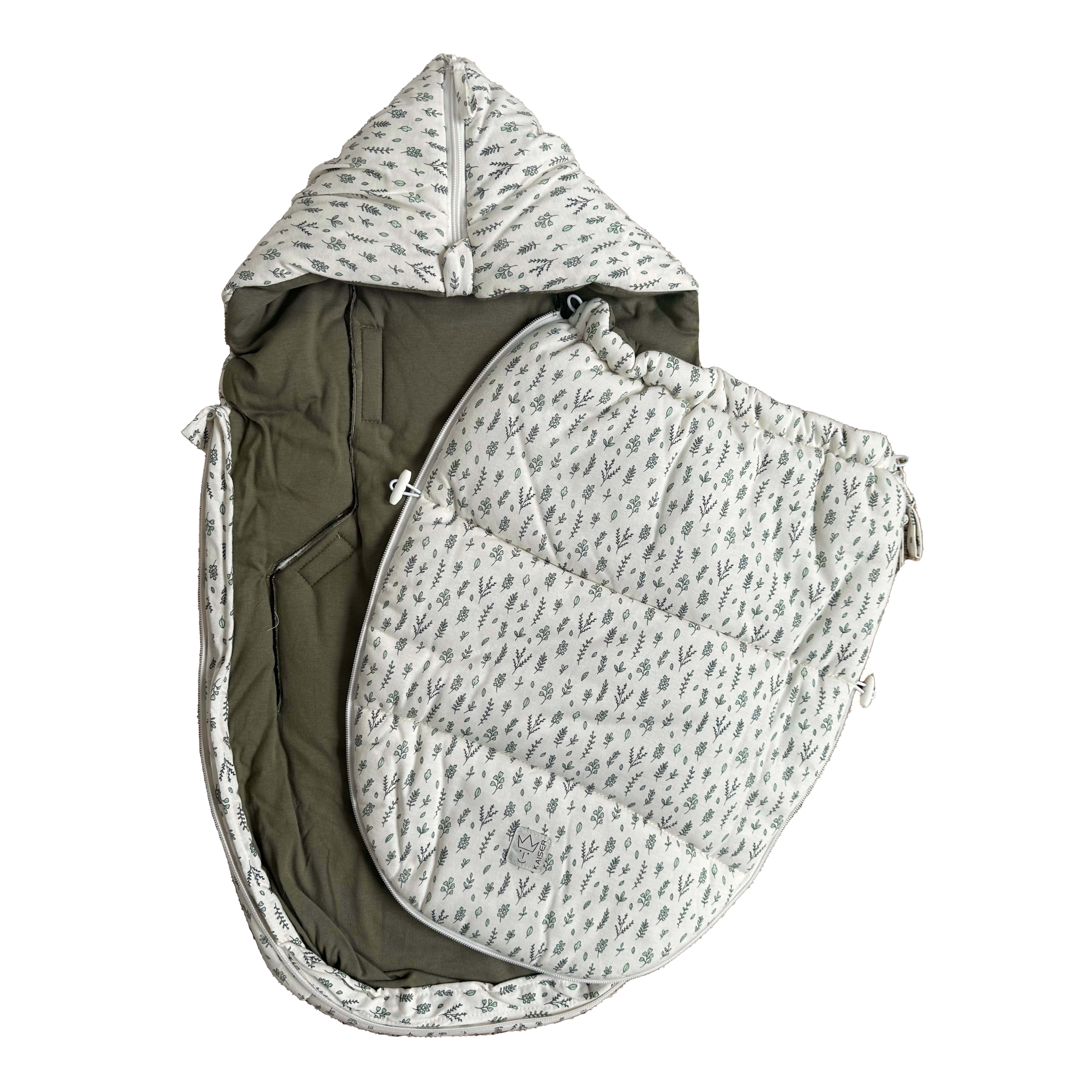 Abnehmbares Oberteil des SMALL JERSEY HOODED Babyschalen Fußsacks in der Farbe leave