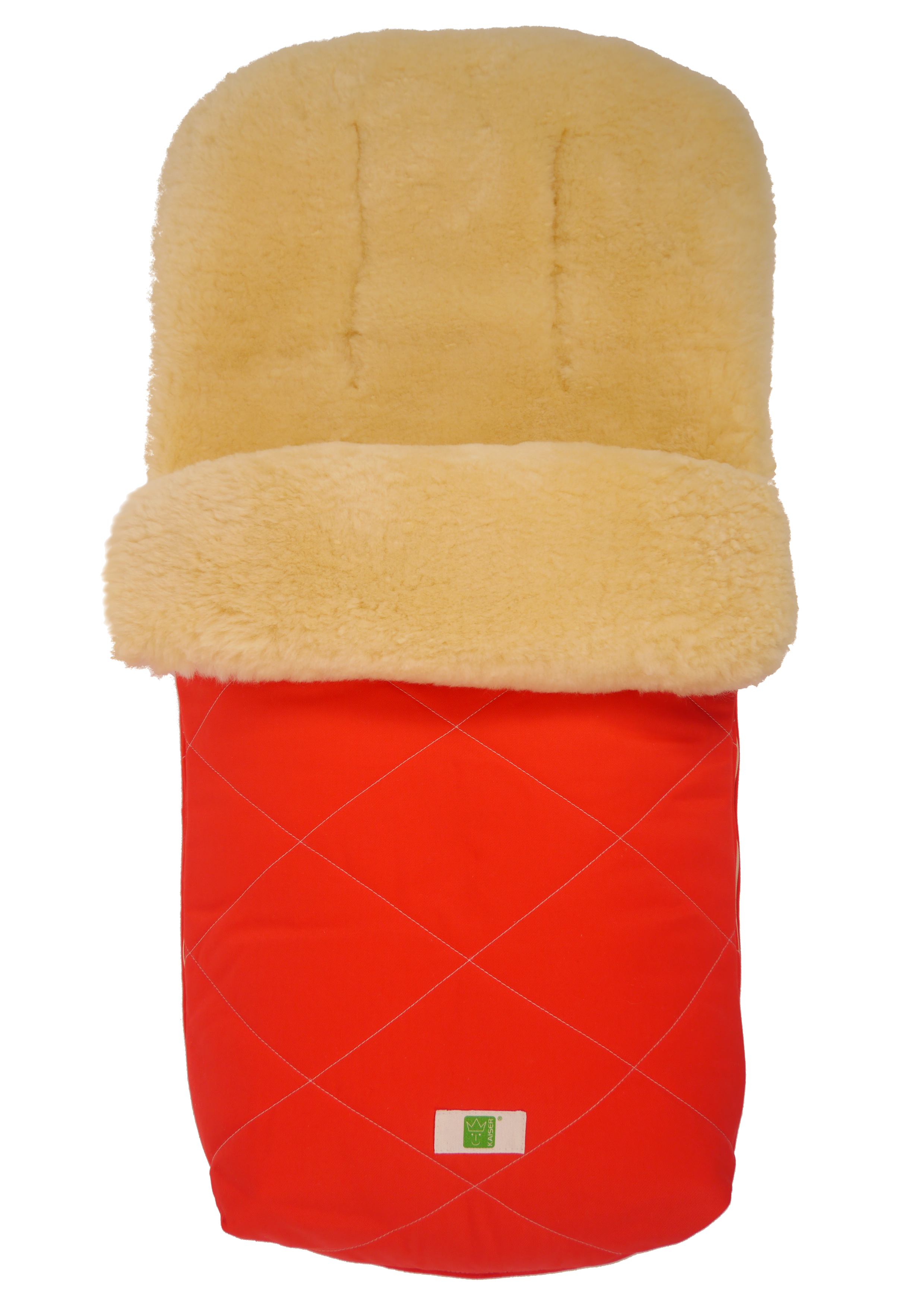 Fußsack mit dem Lammfell-Innenfutter in der Farbe red