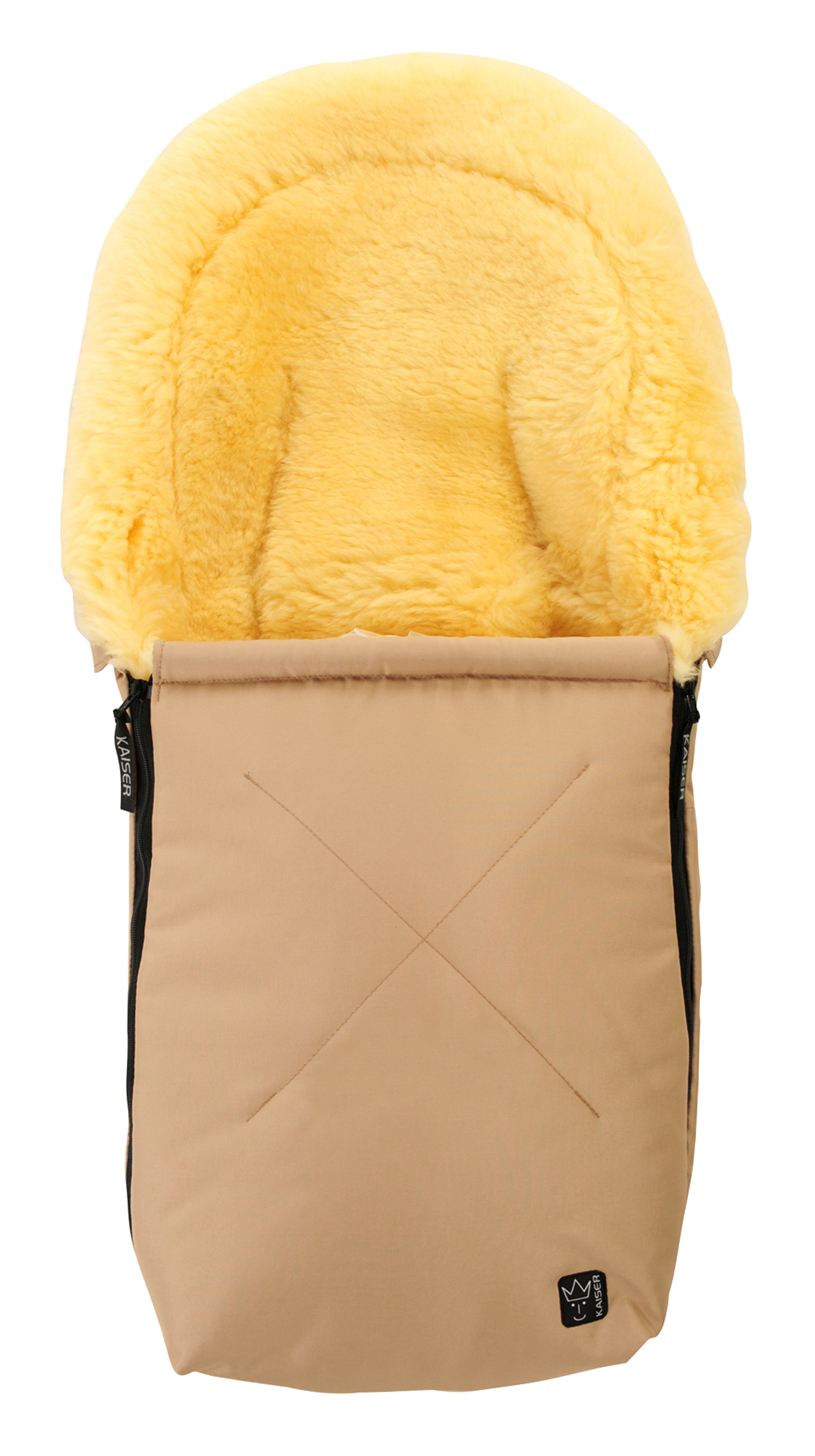 Lammfell-Fußsack von Kaiser in sand, Vorderansicht