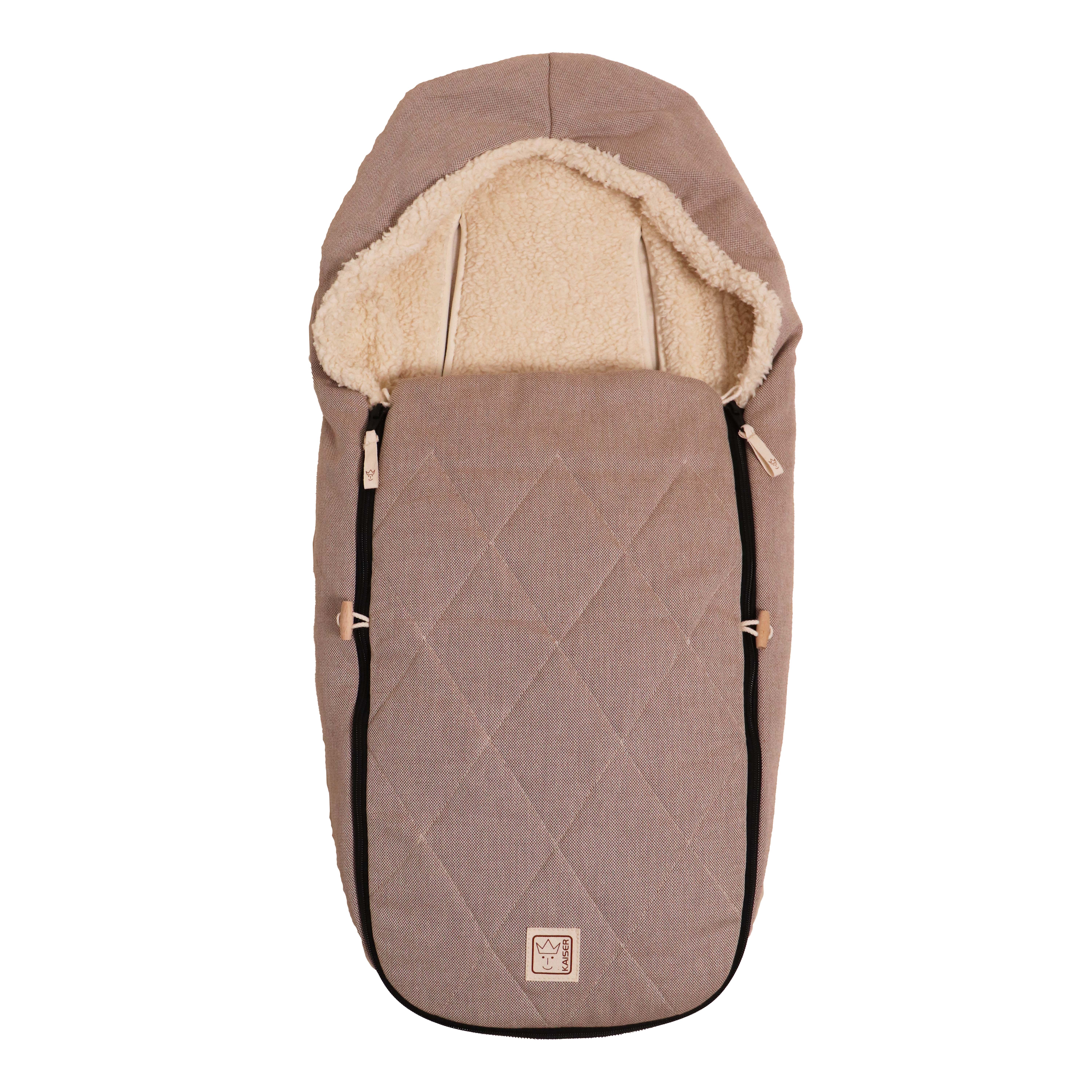 LE PETIT Babyschalen Fußsack Bio-Baumwolle brown/nature mit warmem Innenfutter