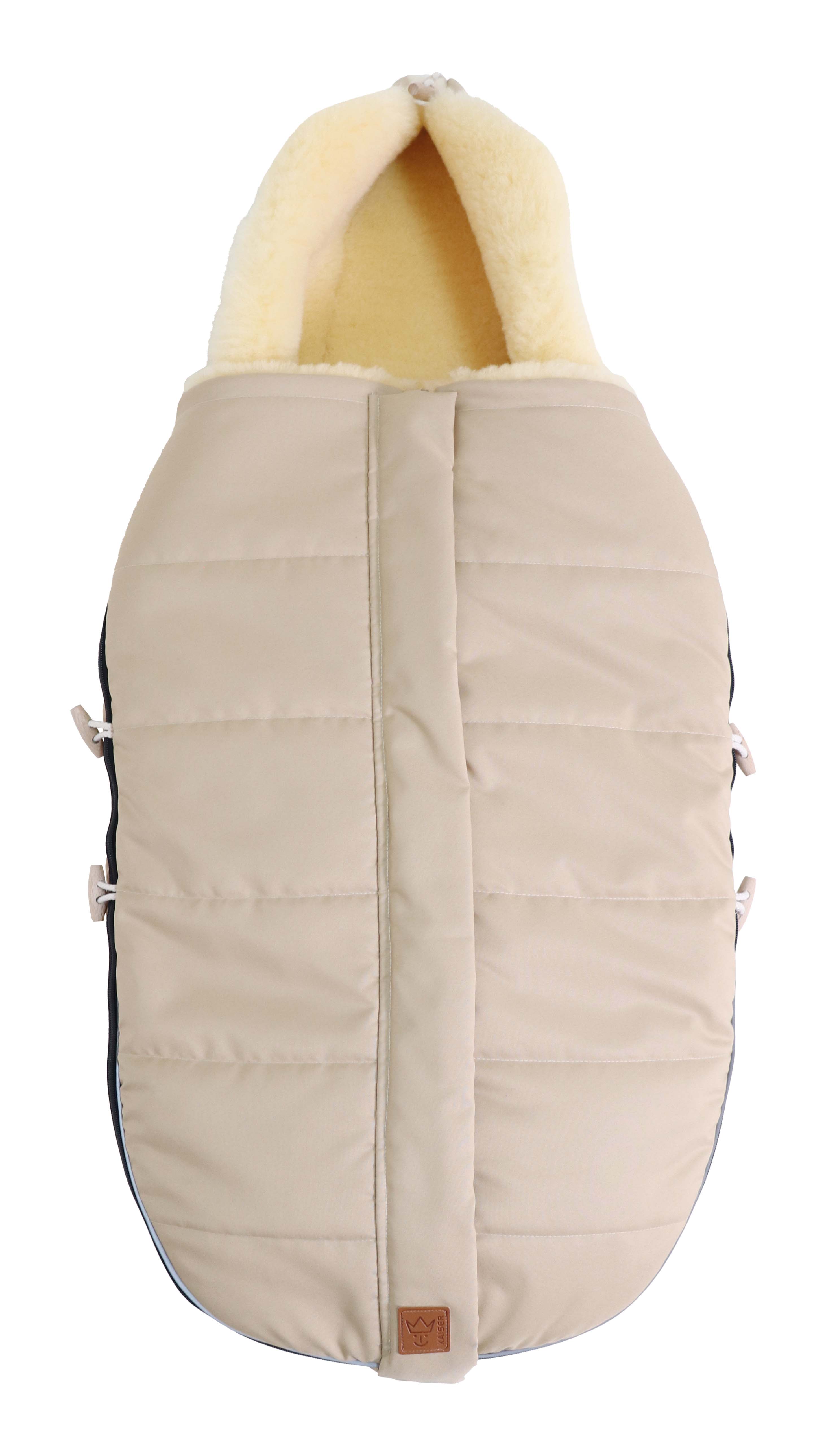 ALLEX Lammfell Kinderwagen Fußsack Fußsack mit dem Lammfell-Innenfutter in der Farbe sand