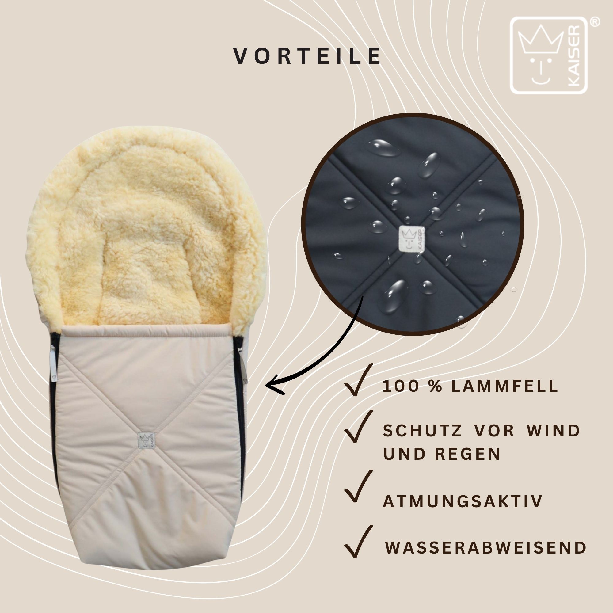 EMMY Lammfell Babyschalen-Fußsack