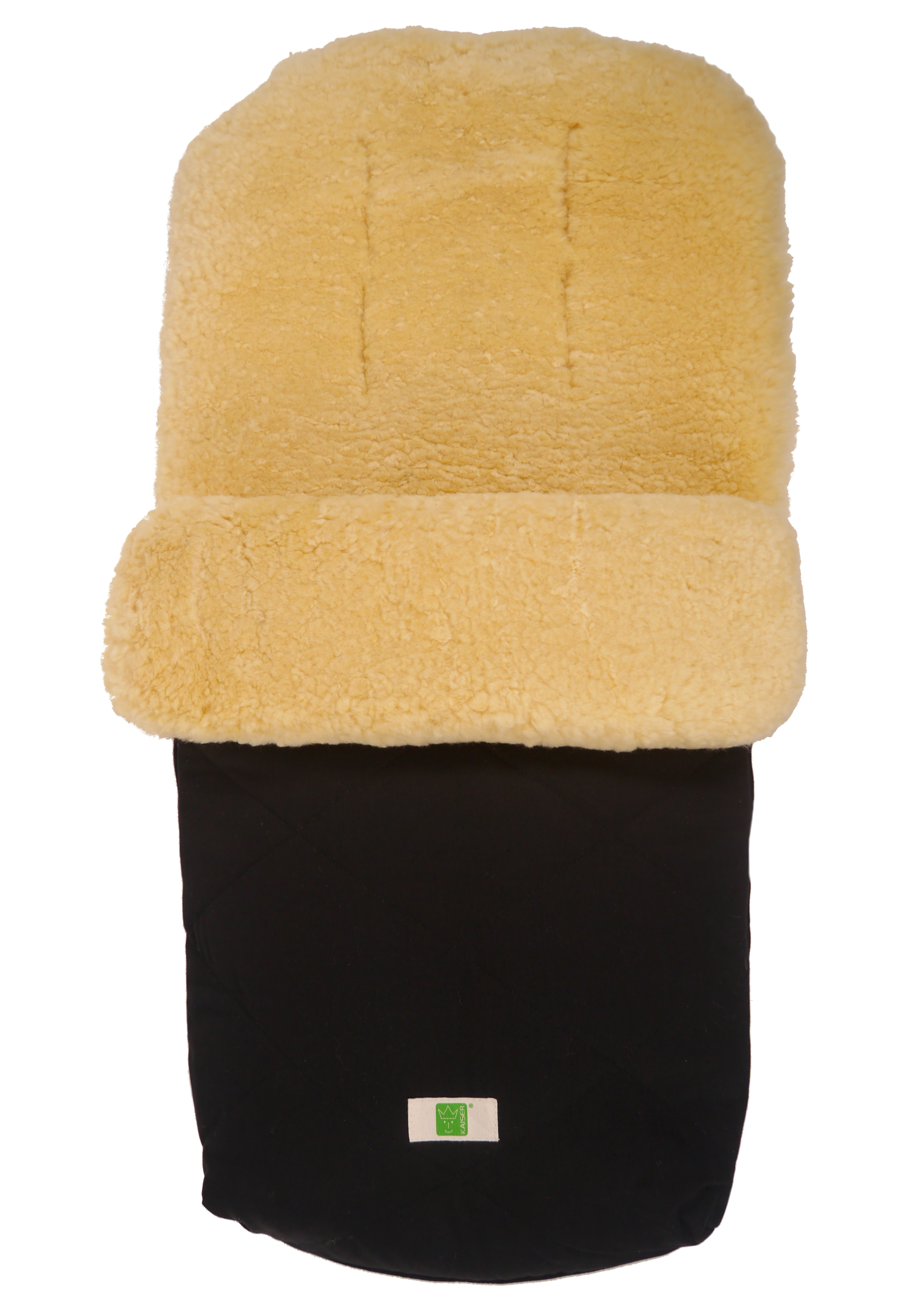 Fußsack mit dem Lammfell-Innenfutter in der Farbe black