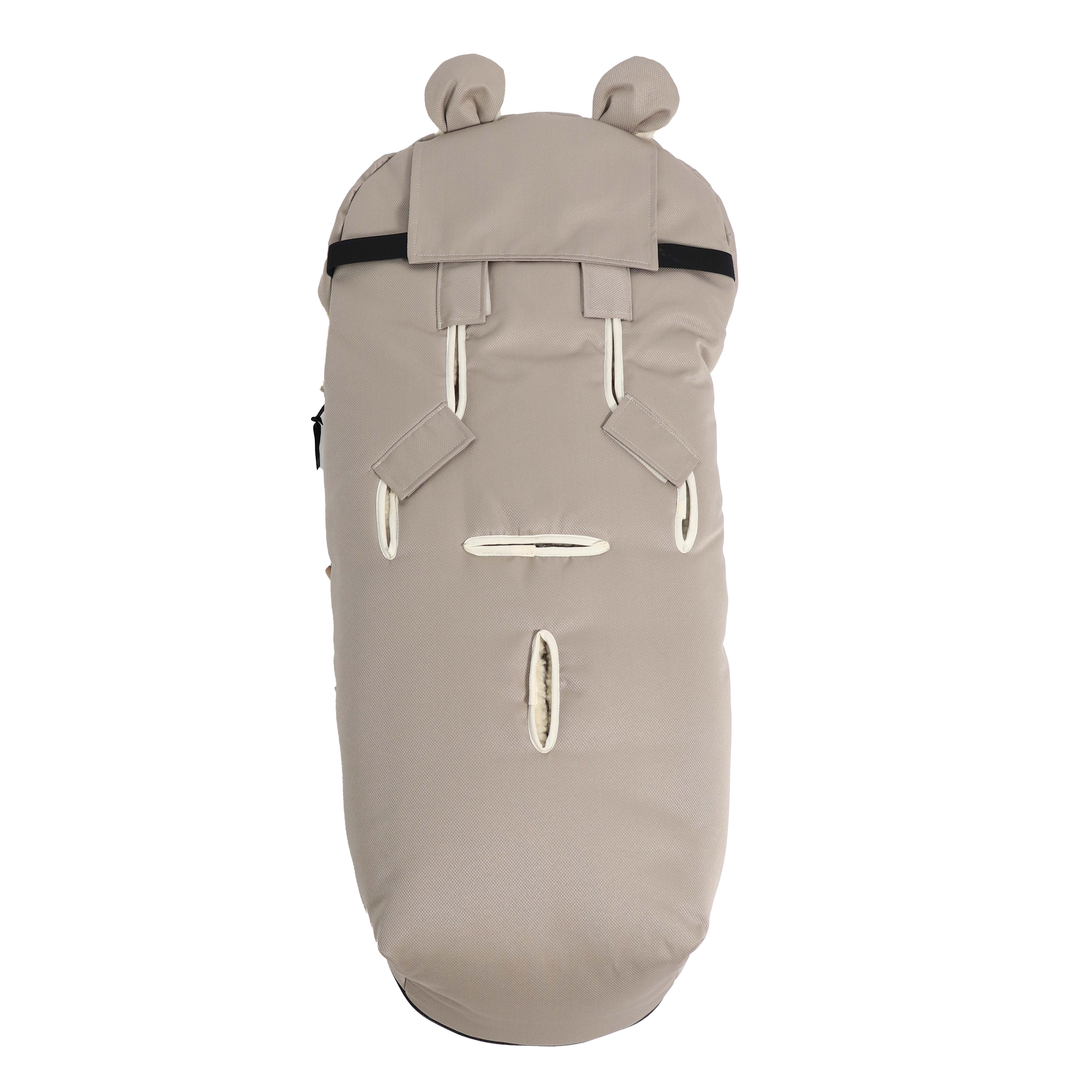XL EARS WOOL - Kinderwagen Fußsack Geschlossener Fußsack in angora mit Schafwolle-Innenfutter Rückseite