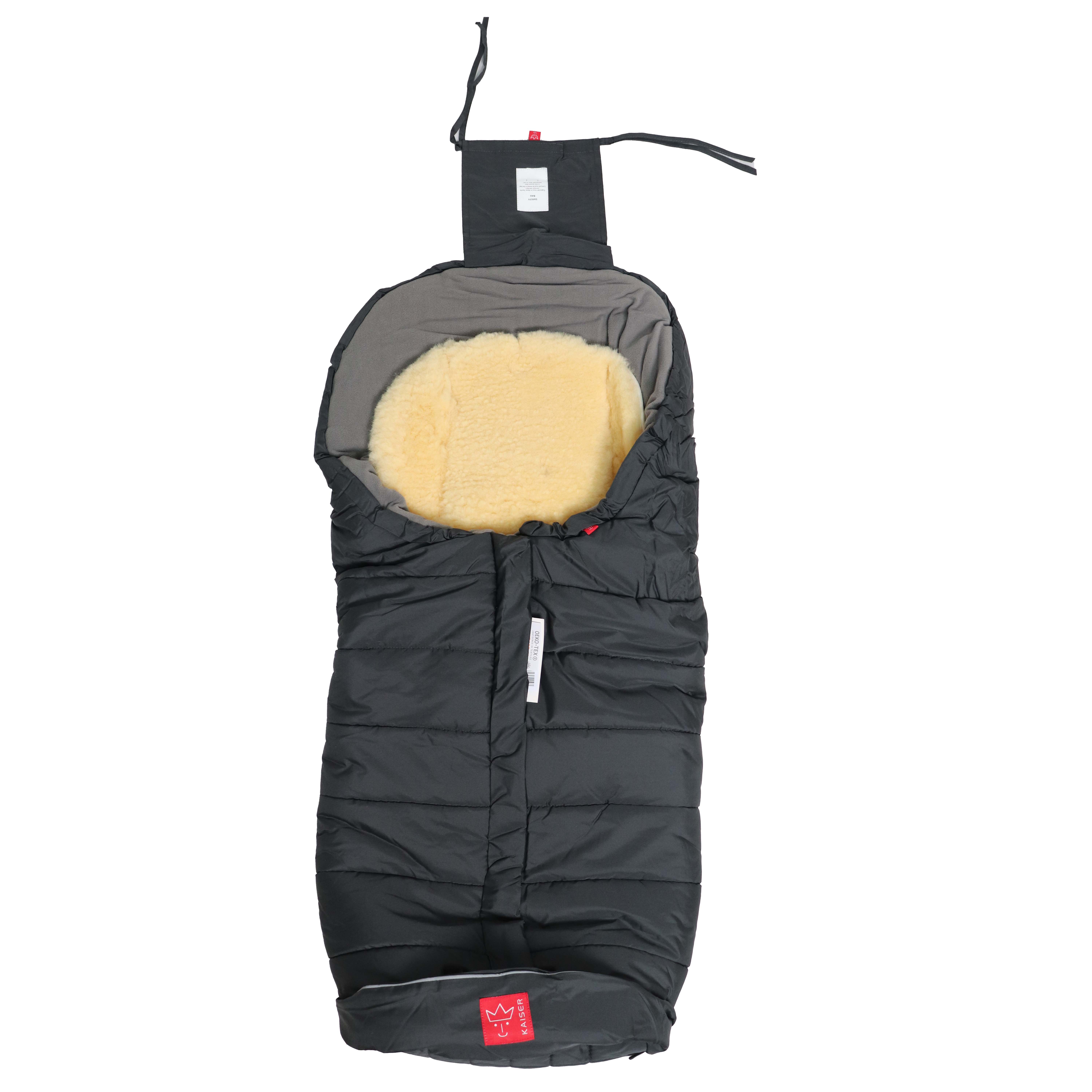 Thermofußsack aus Fleece mit herausnehmbarer Schaffelleinlage in anthrazit