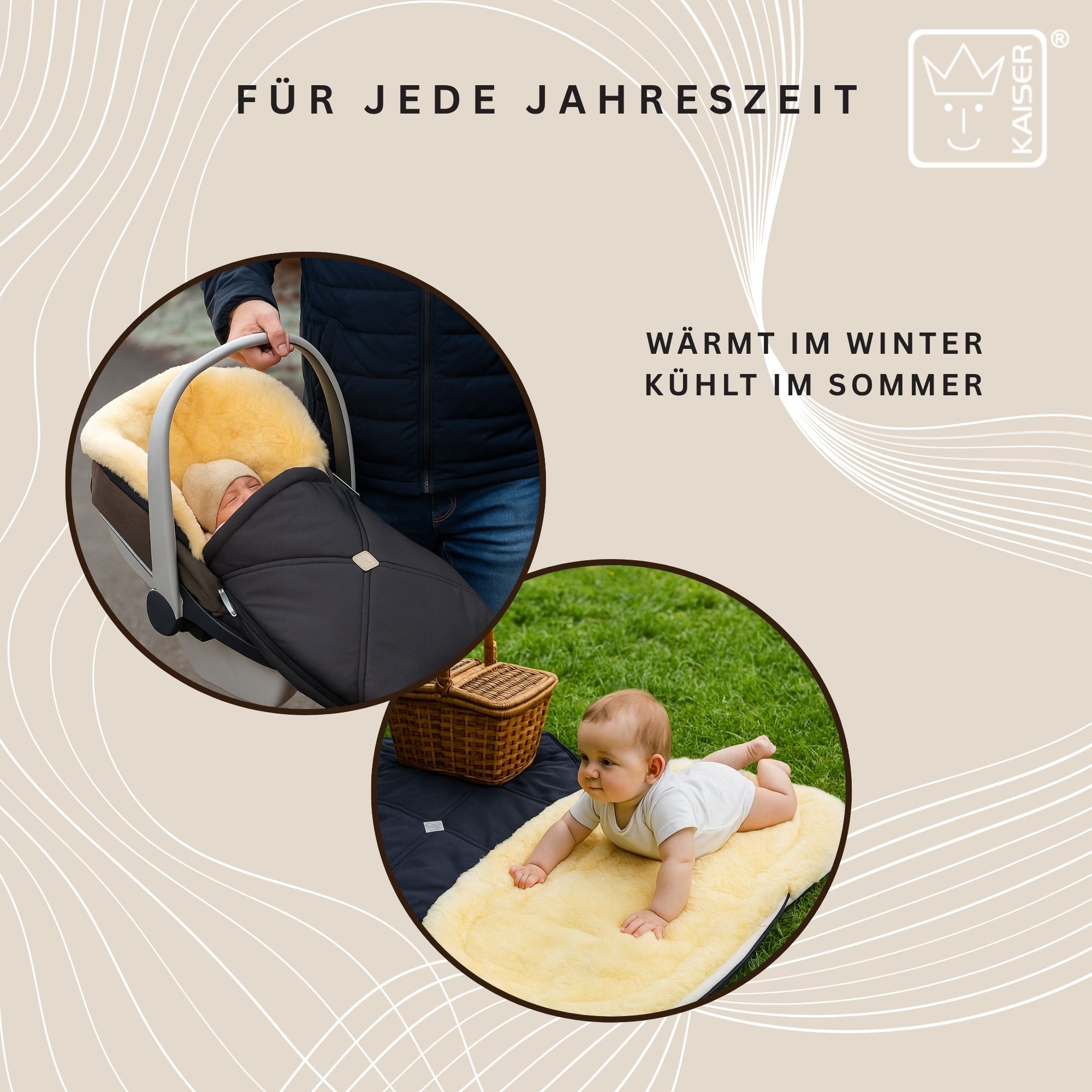 EMMY Lammfell Babyschalen-Fußsack