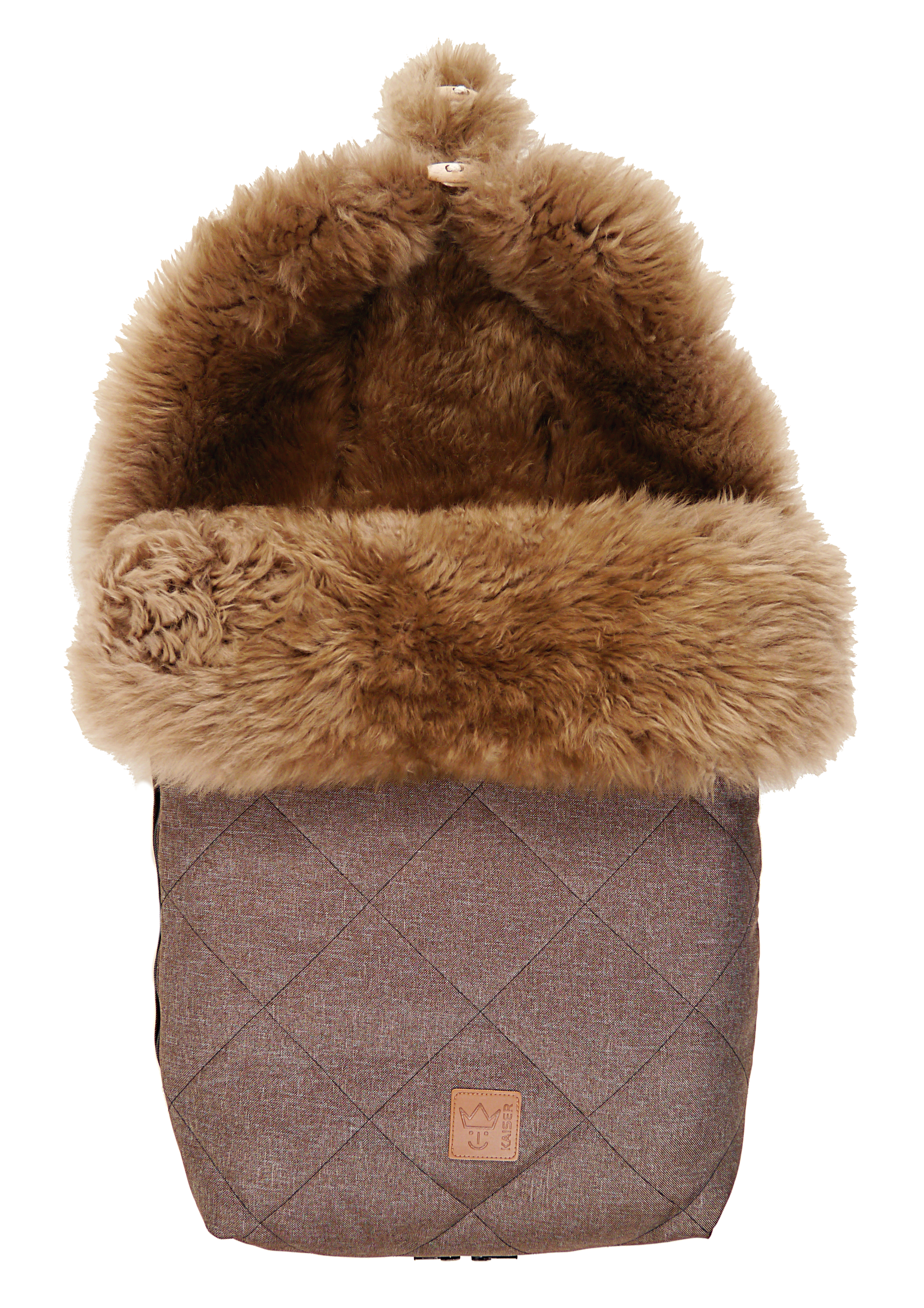Fußsack mit dem Lammfell-Innenfutter in brown melange