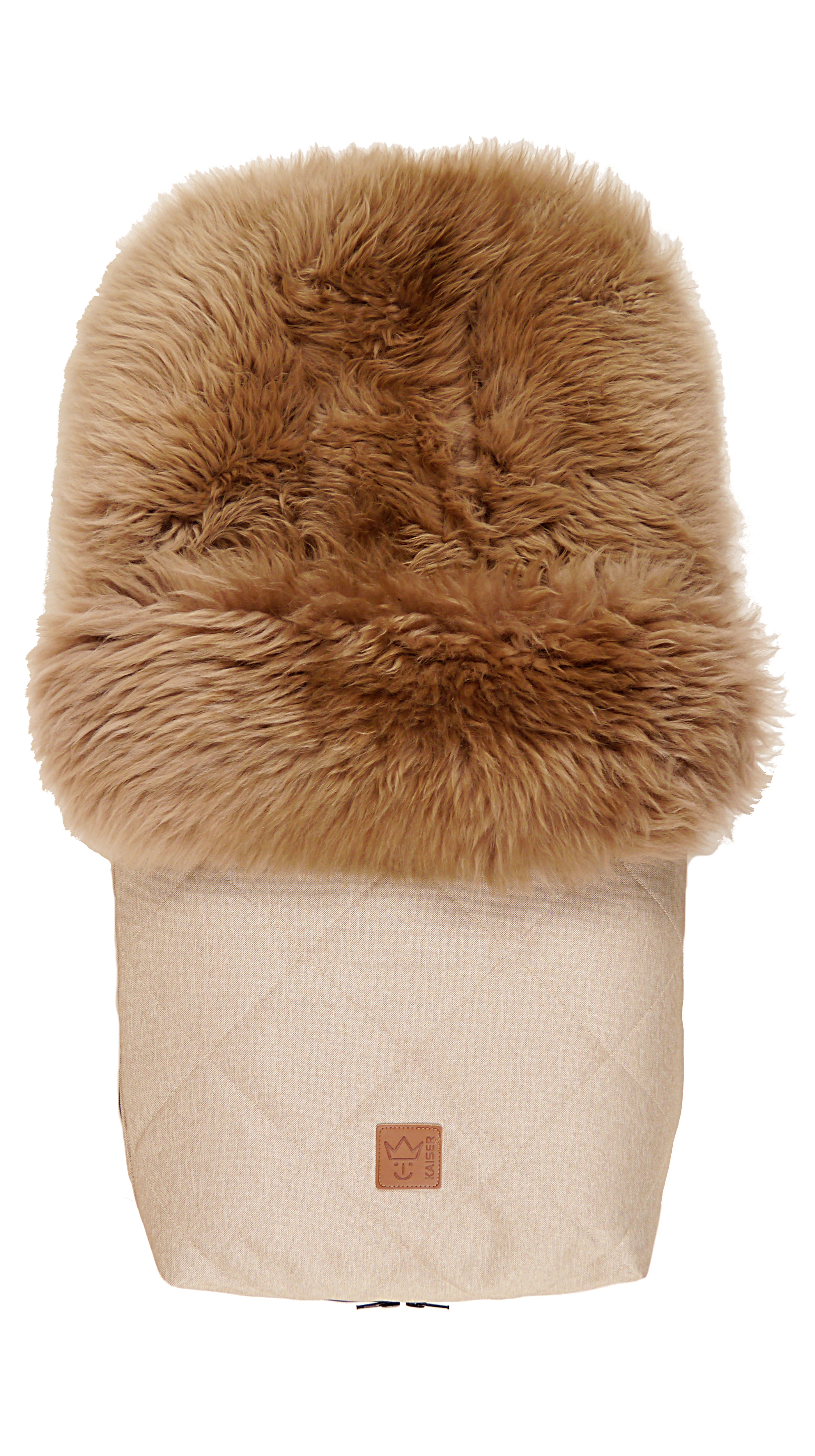 Fußsack mit dem Lammfell-Innenfutter in sand melange