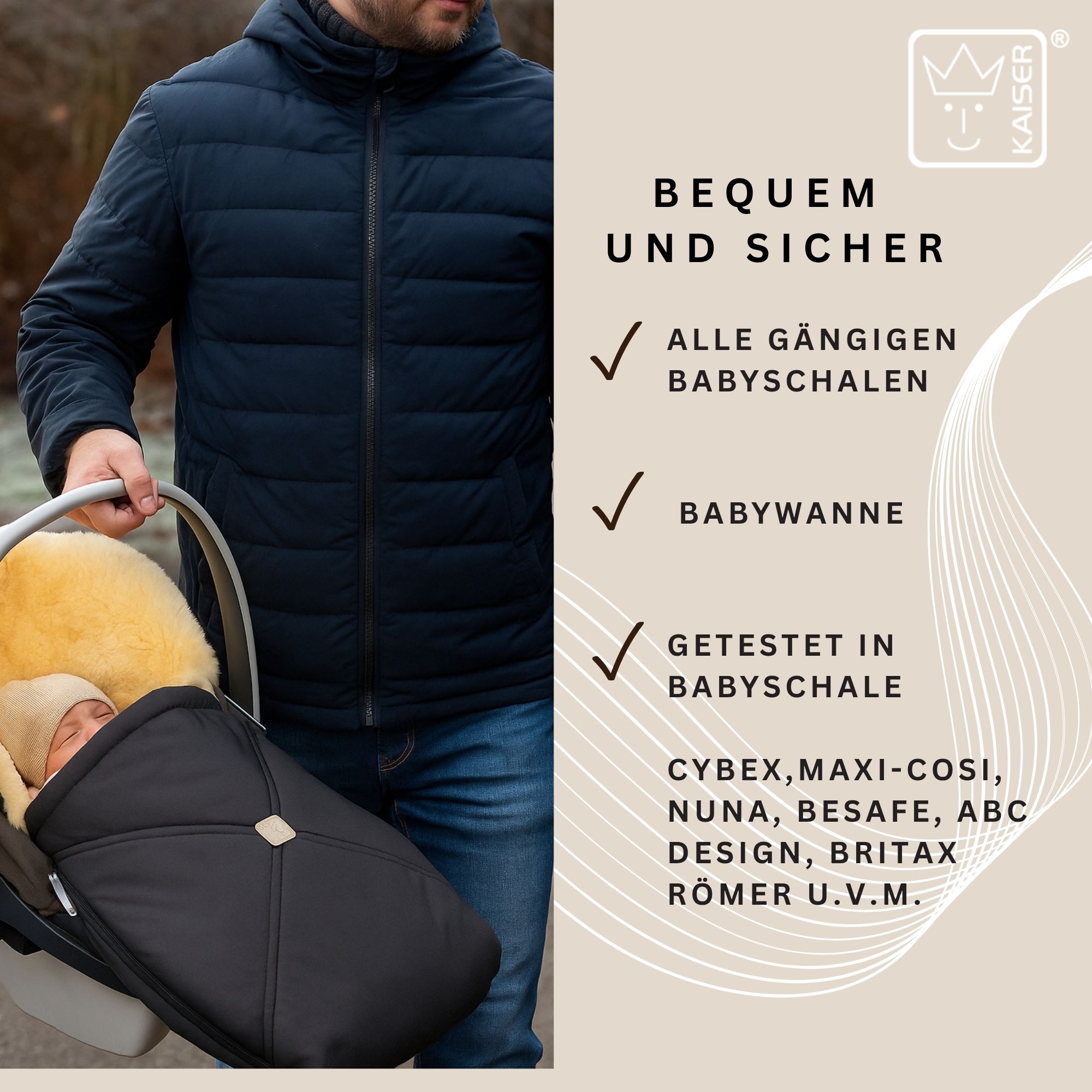 EMMY Lammfell Babyschalen-Fußsack