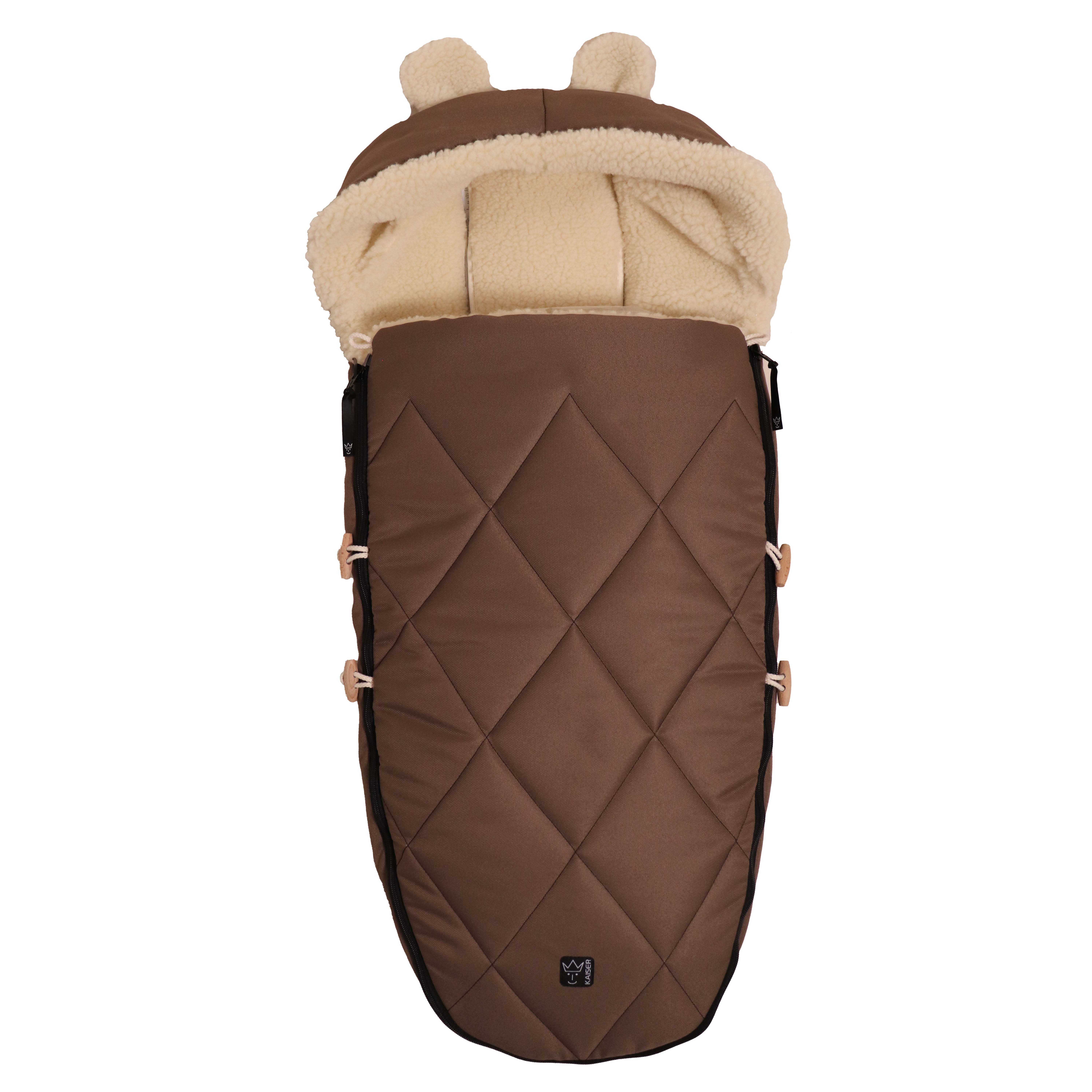 Geschlossener Fußsack in caribou mit Schafwolle-Innenfutter