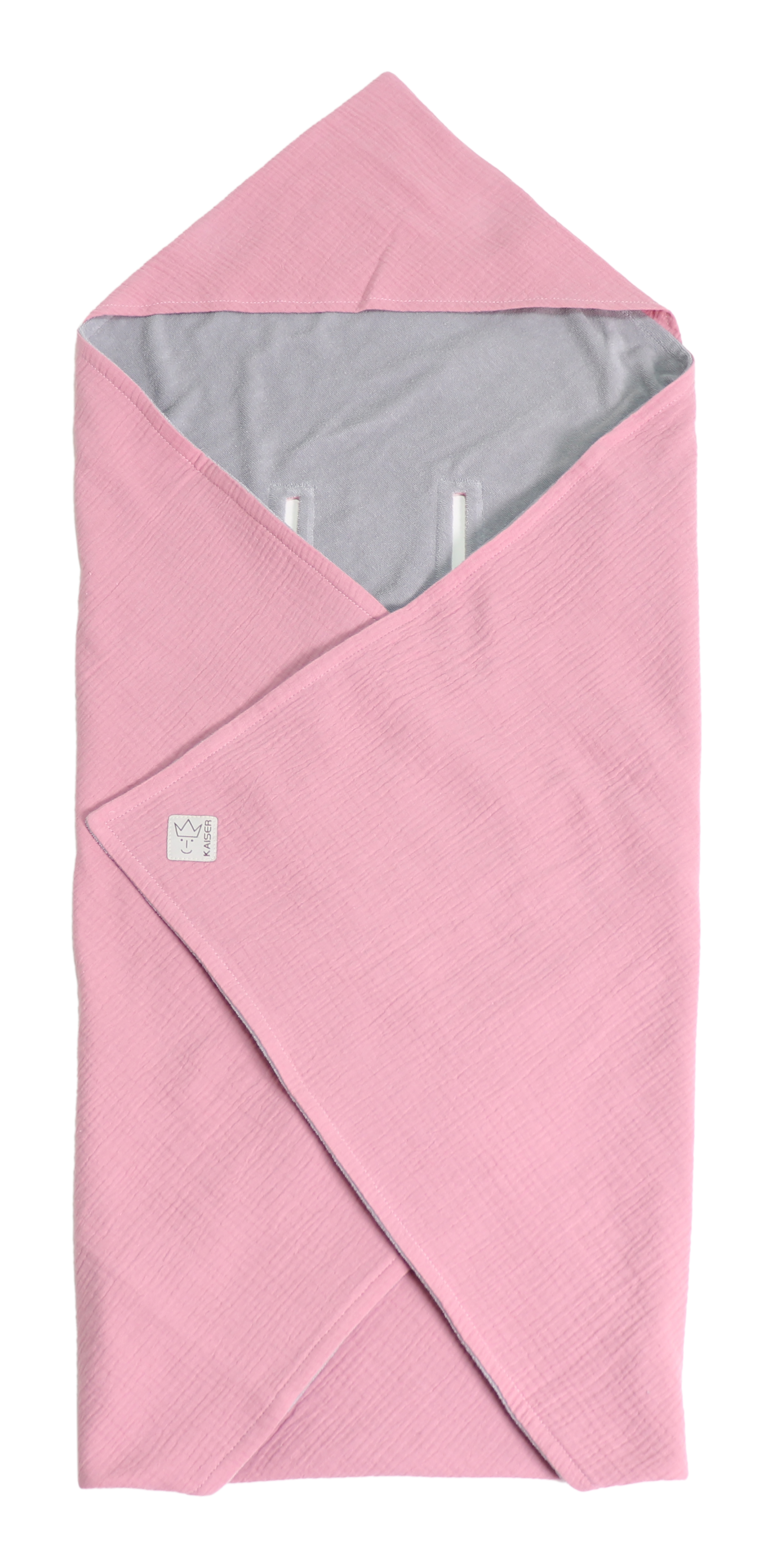 SUNNY Einschlagdecke von Kaiser in der Farbe birdal rose, gefaltet mit Kapuze, Vorderansicht