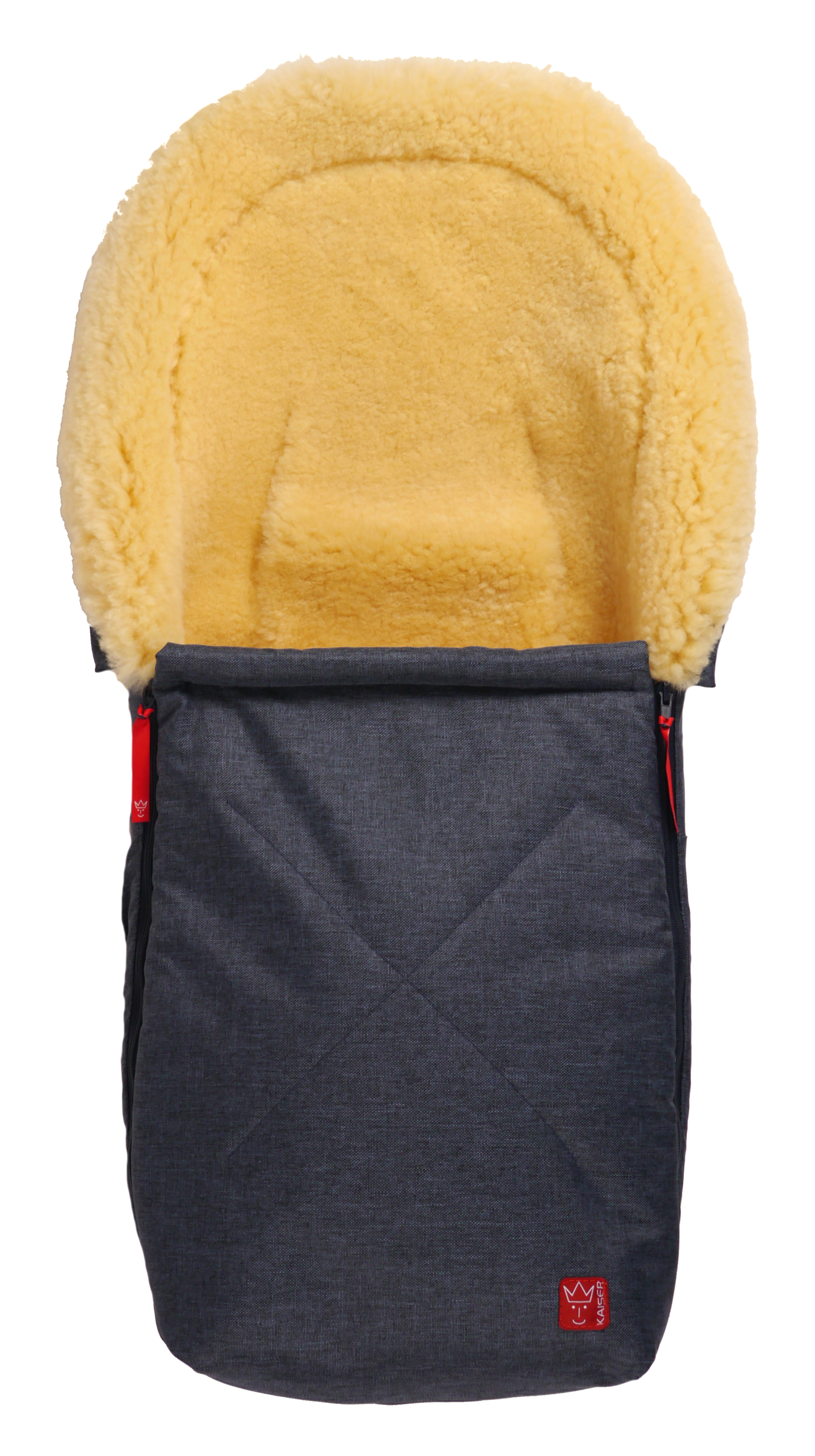 Lammfell-Fußsack von Kaiser in Navy melange, Vorderansicht