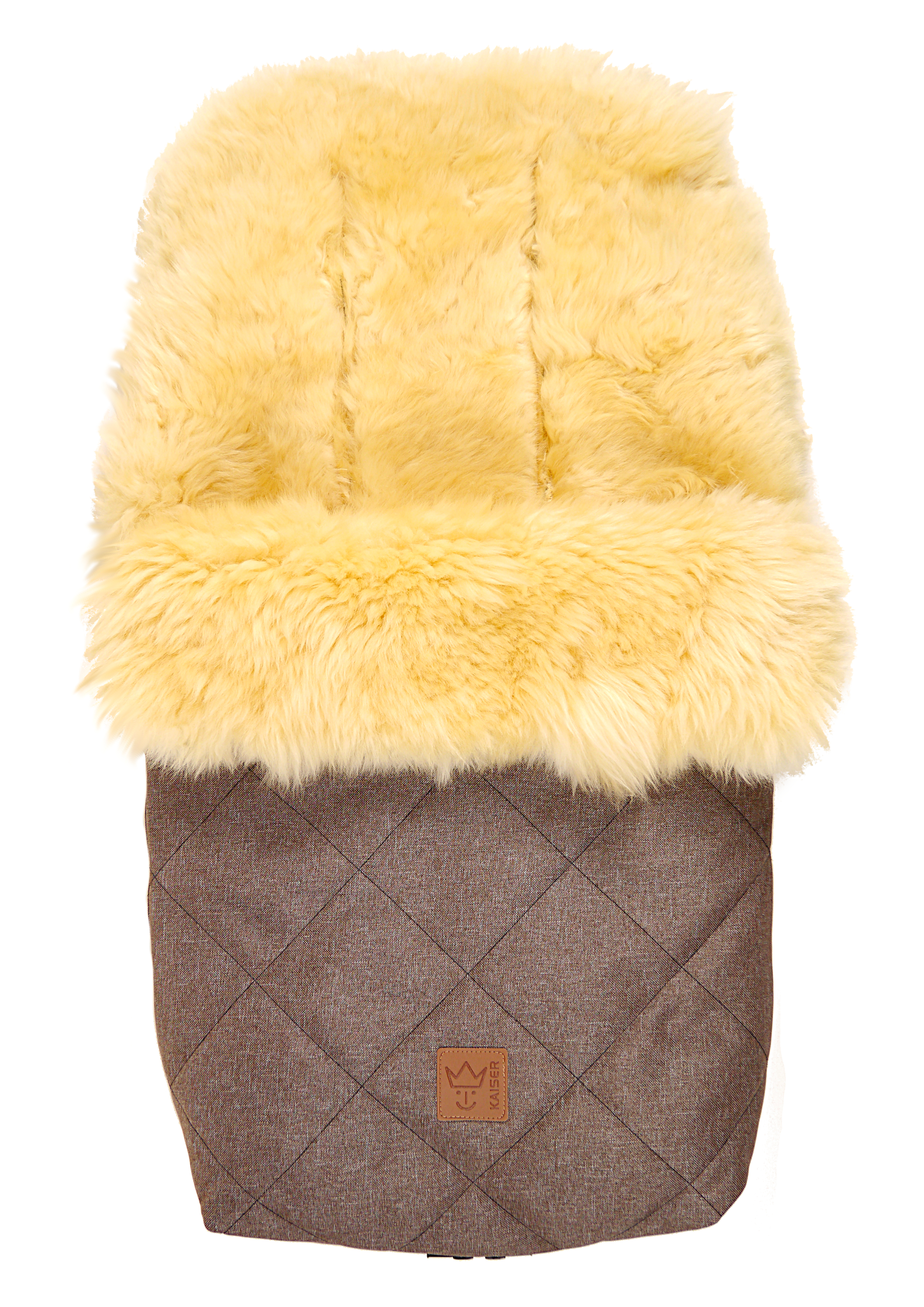 Winterfußsack in der Farbe braun melange mit lammfell, kuschelig weich und warm gefüttert für Kinderwagen
