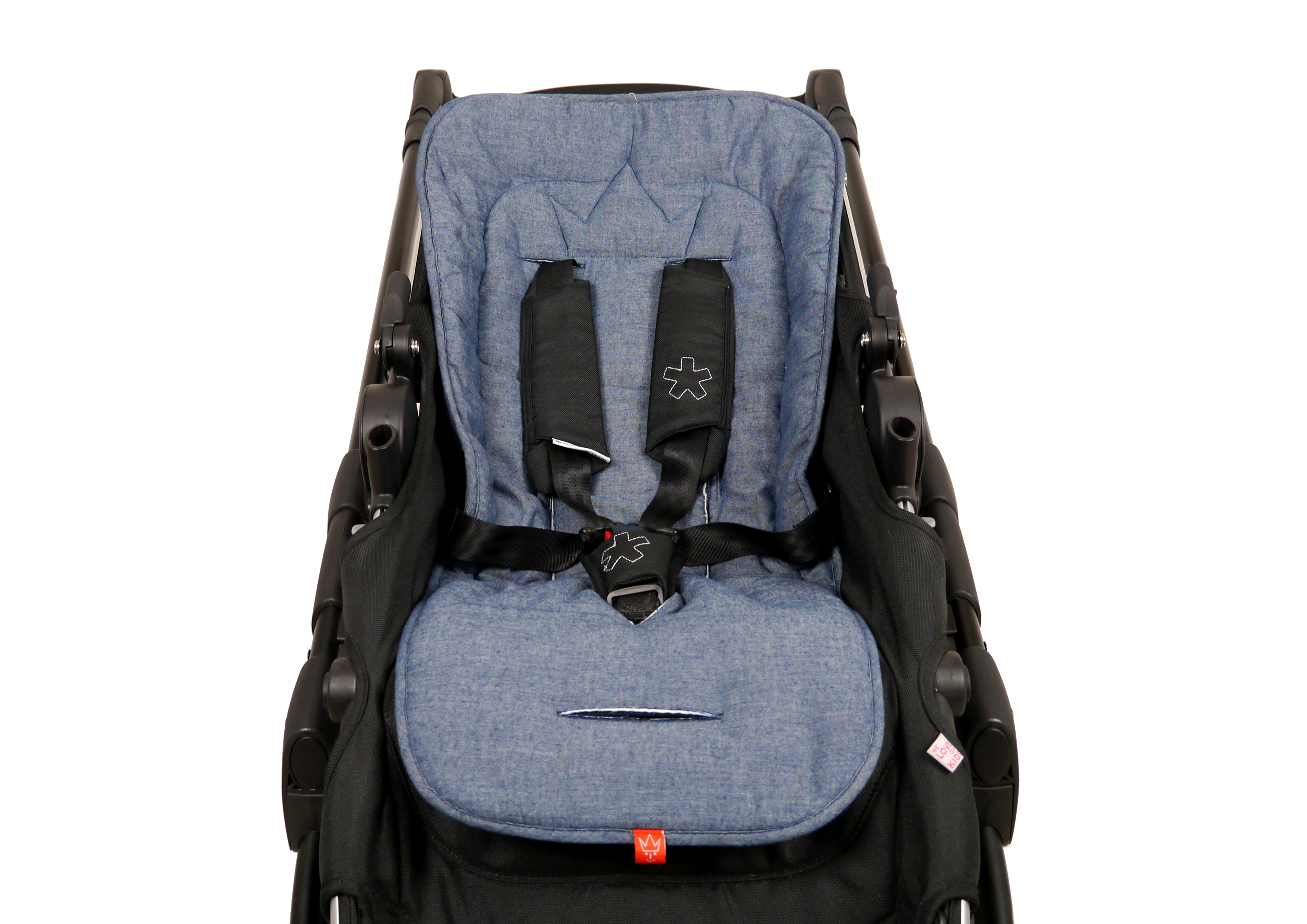 Sommer Kinderwageneinlage in der Farbe Navy melange in einem Kinderwagen eingesetzt