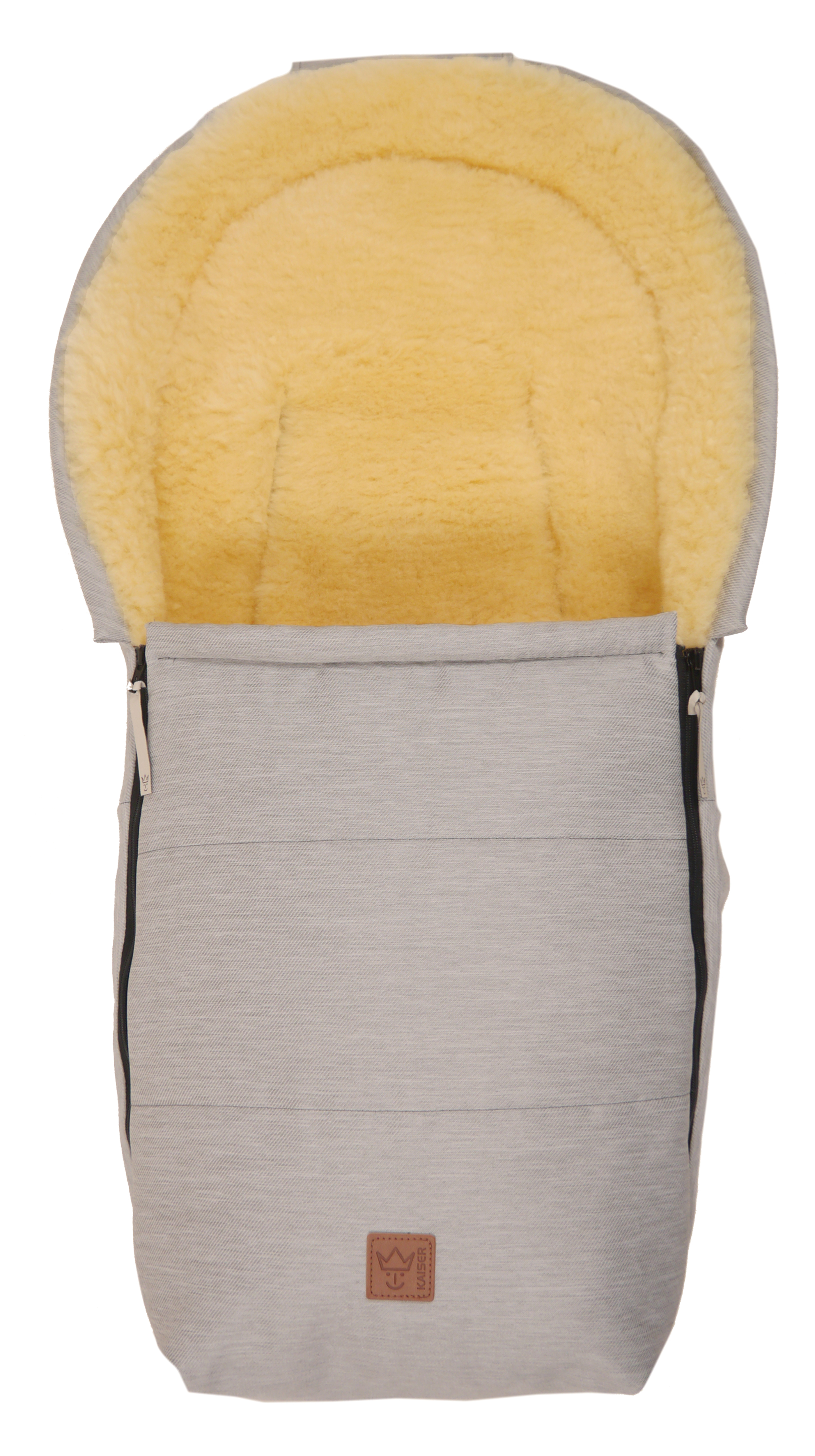 Lammfell-Fußsack von Kaiser in Denim light grey, Vorderansicht