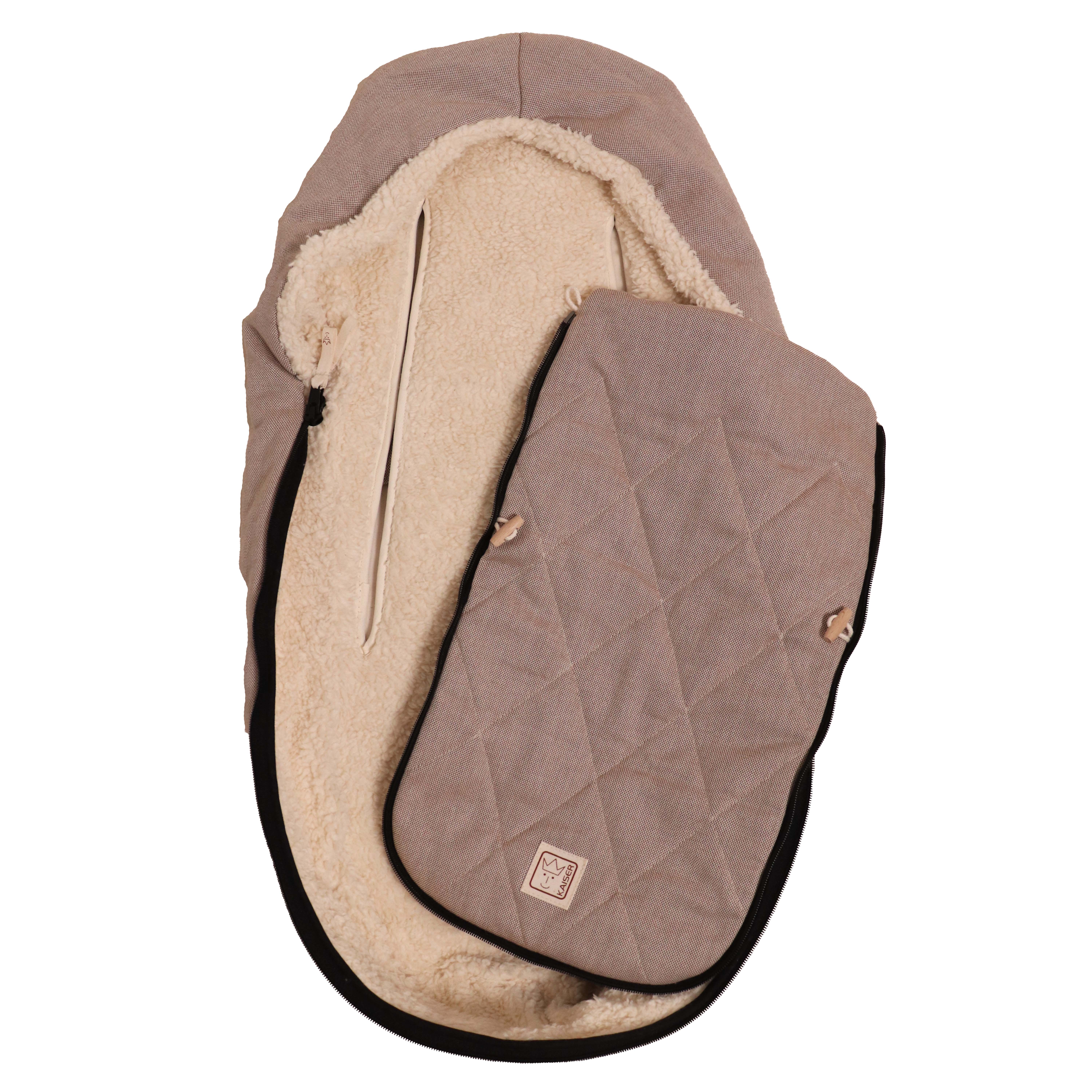 LE PETIT Babyschalen Fußsack brown/nature mit abnehmbarem Oberteil, Bio-Baumwolle