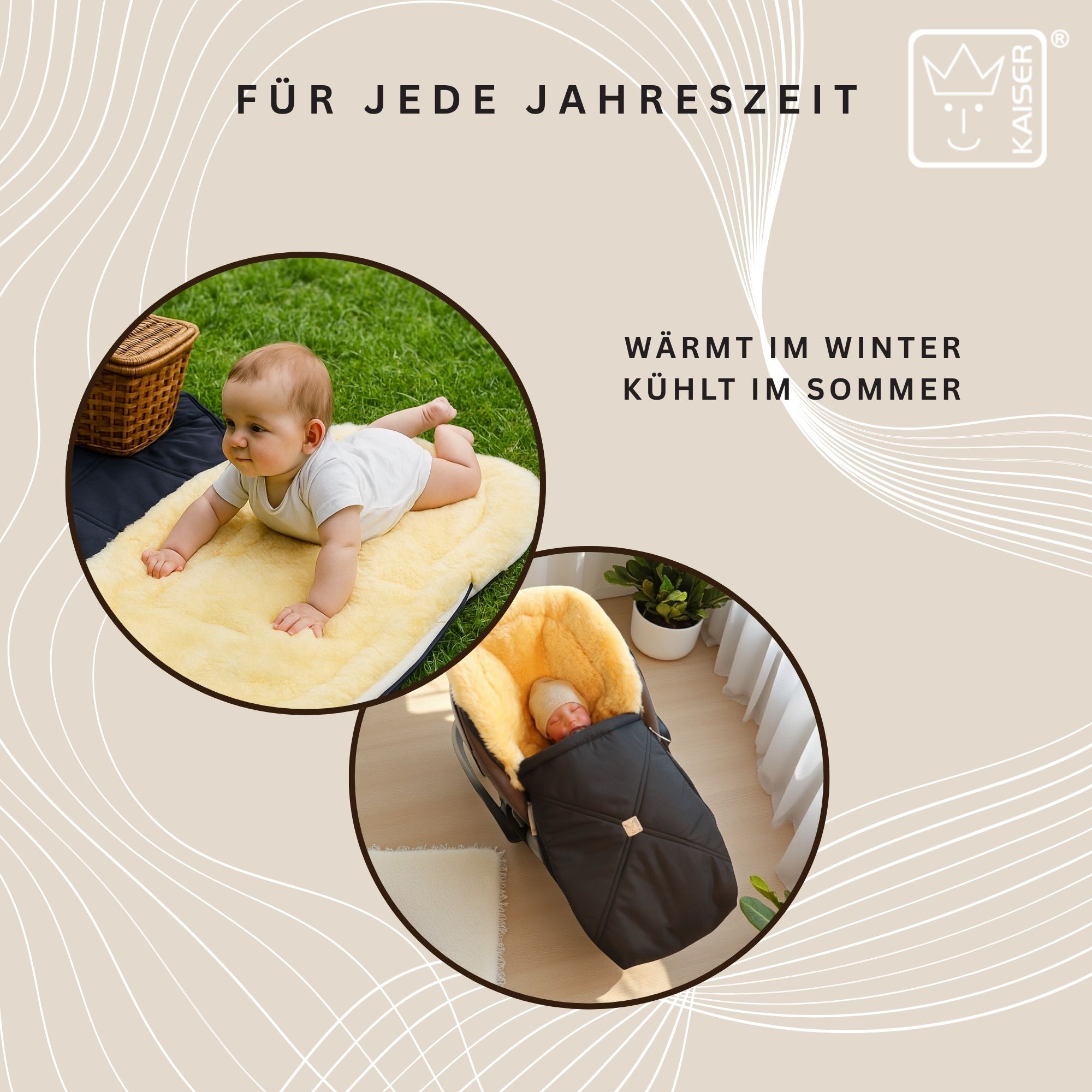 EMMY Lammfell Babyschalen-Fußsack