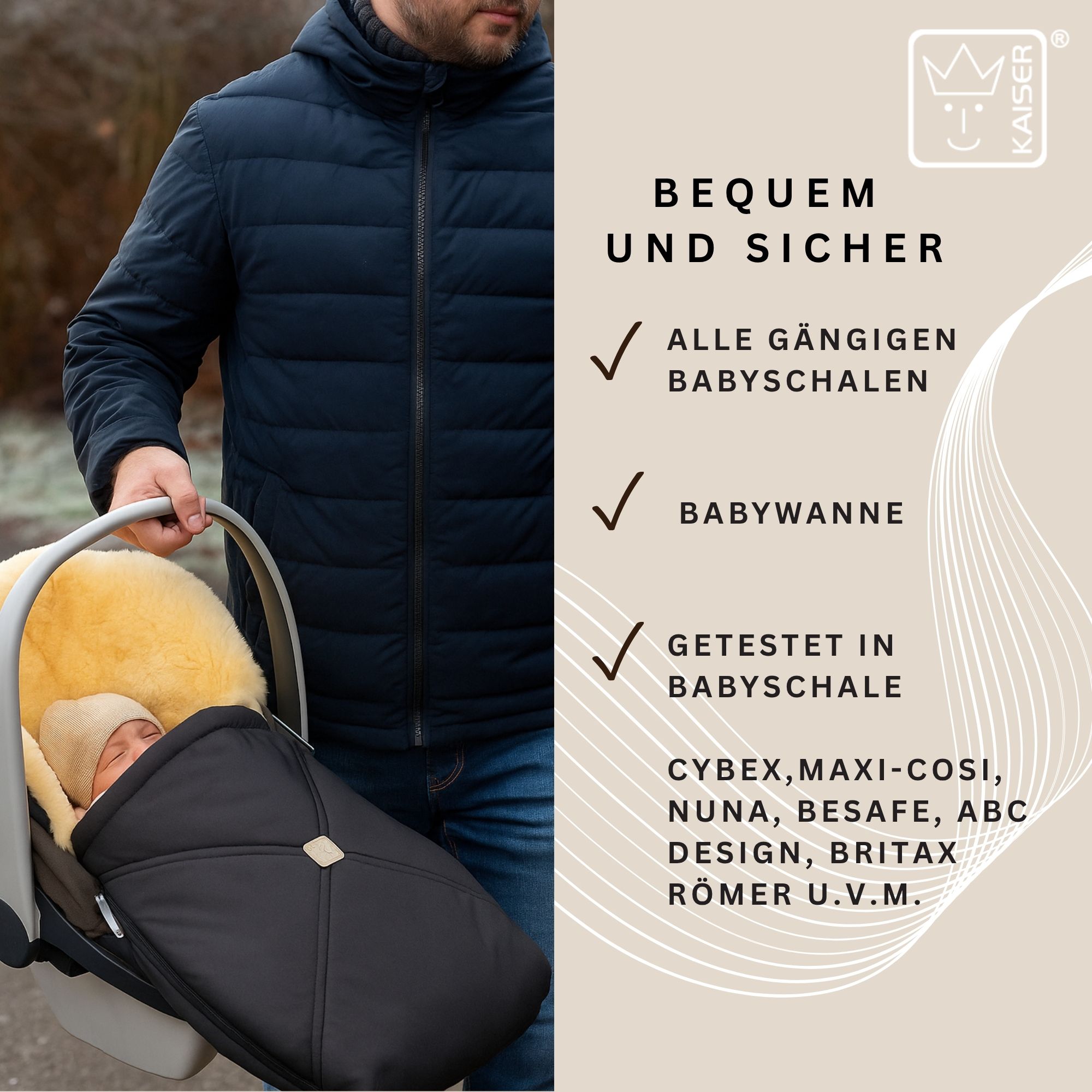 EMMY Lammfell Babyschalen-Fußsack