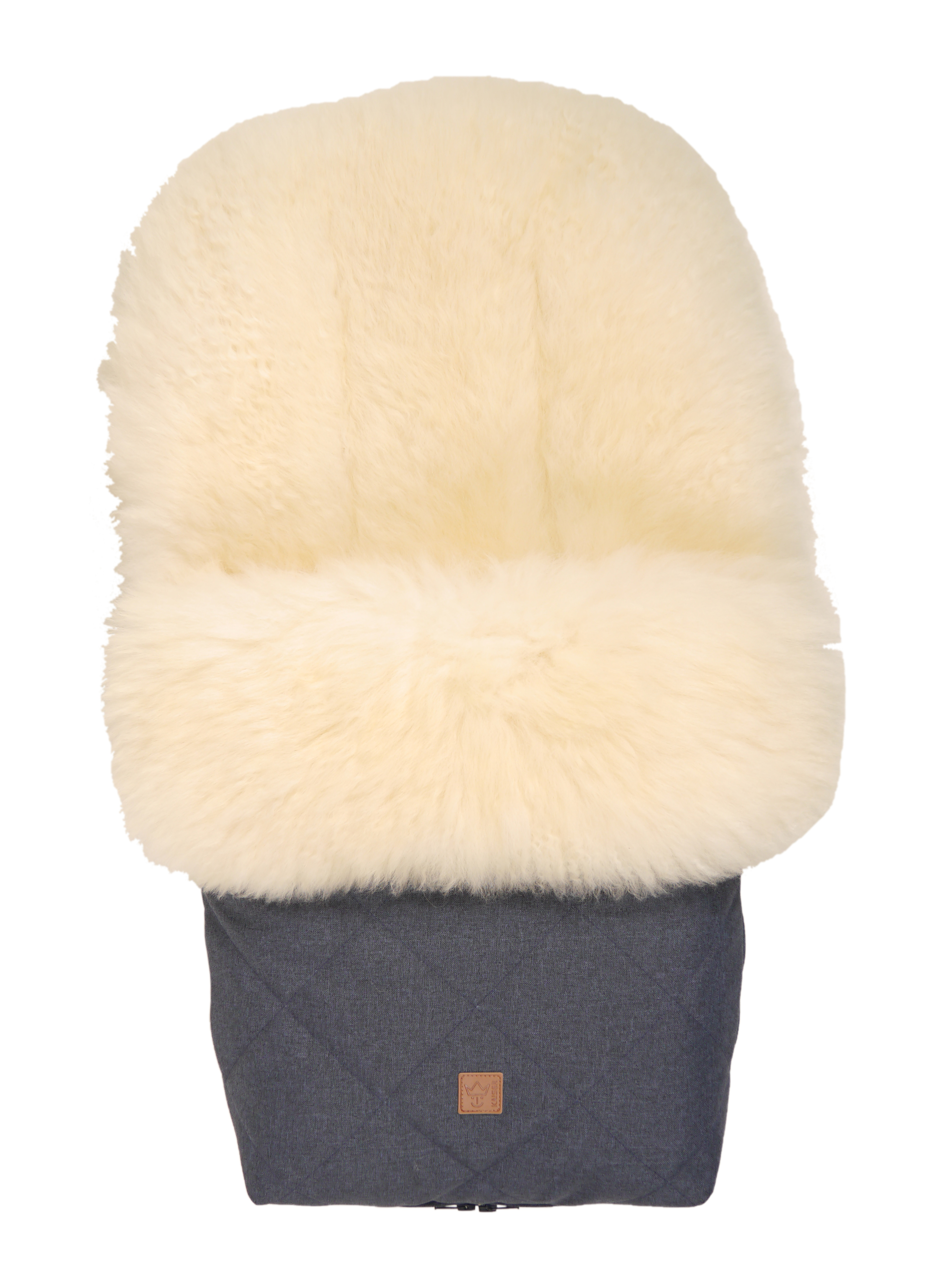 Fußsack mit dem Lammfell-Innenfutter in navy melange