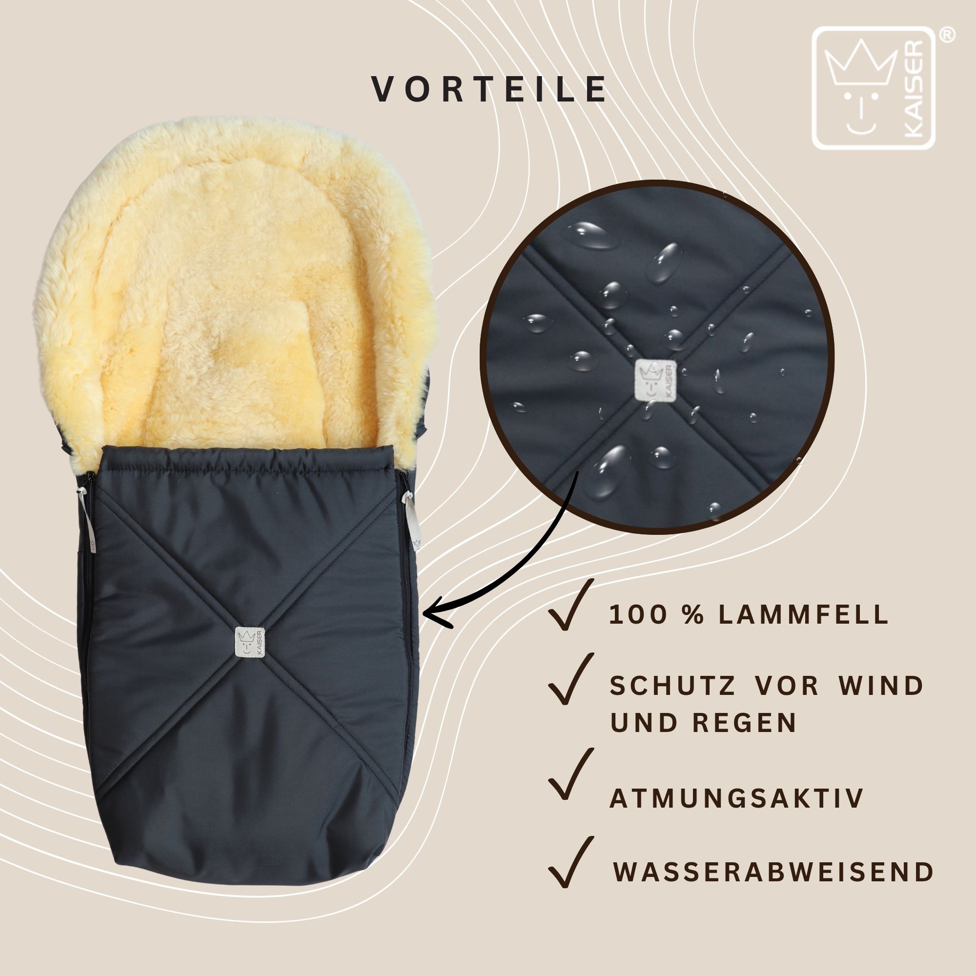 EMMY Lammfell Babyschalen-Fußsack