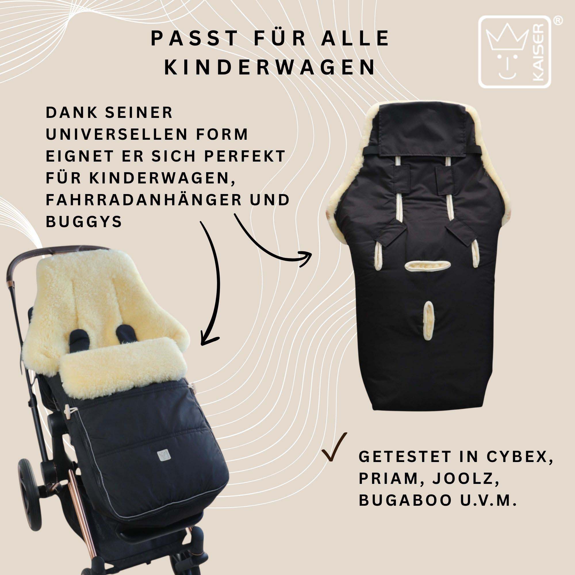 Universell einsetzbarer Fußsack – für Kinderwagen, Fahrradanhänger und Buggys geeignet.
