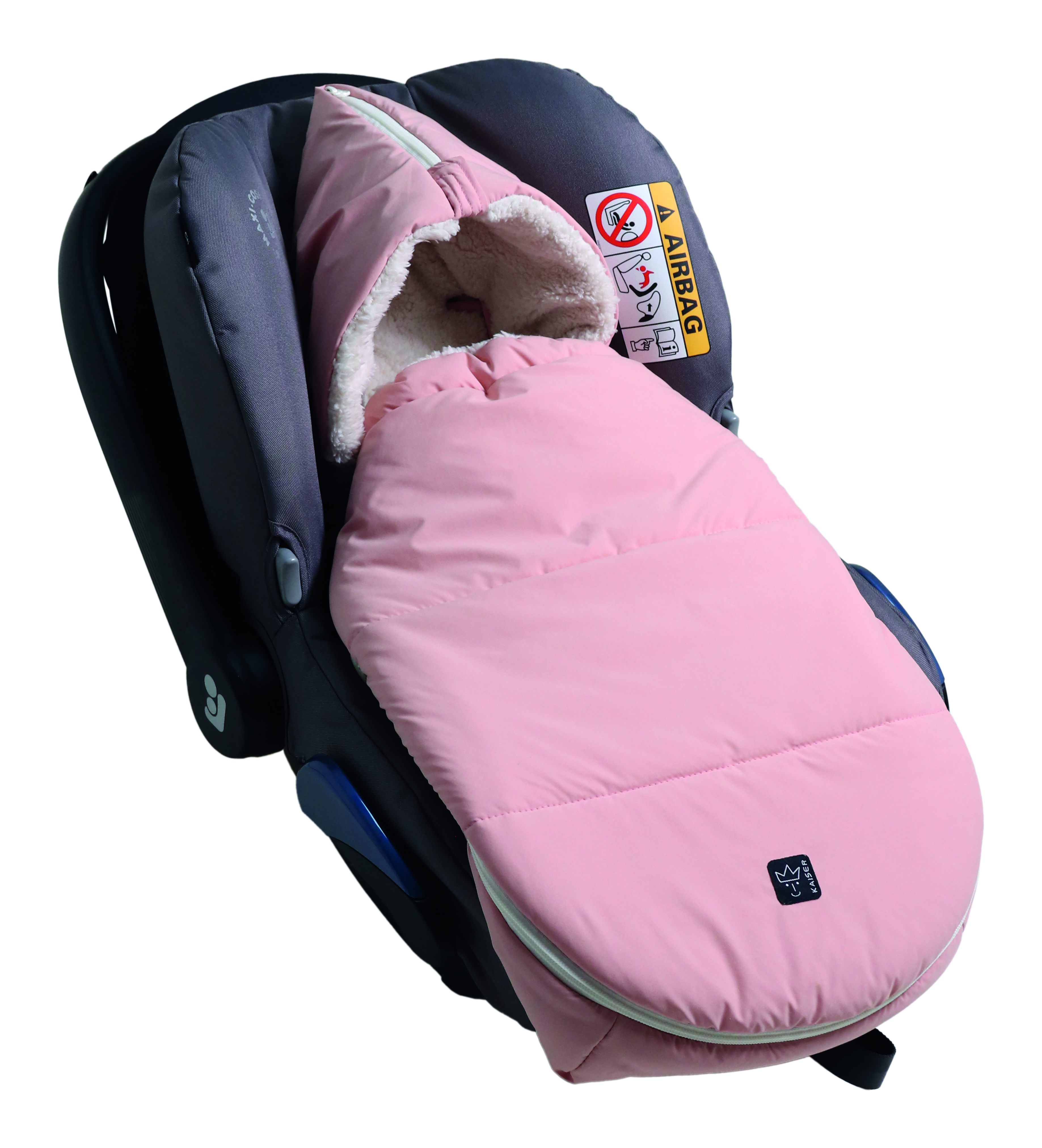 Fußsack mit weißem Fleece-Innenfutter in der Farbe mistry rose in Babyschale