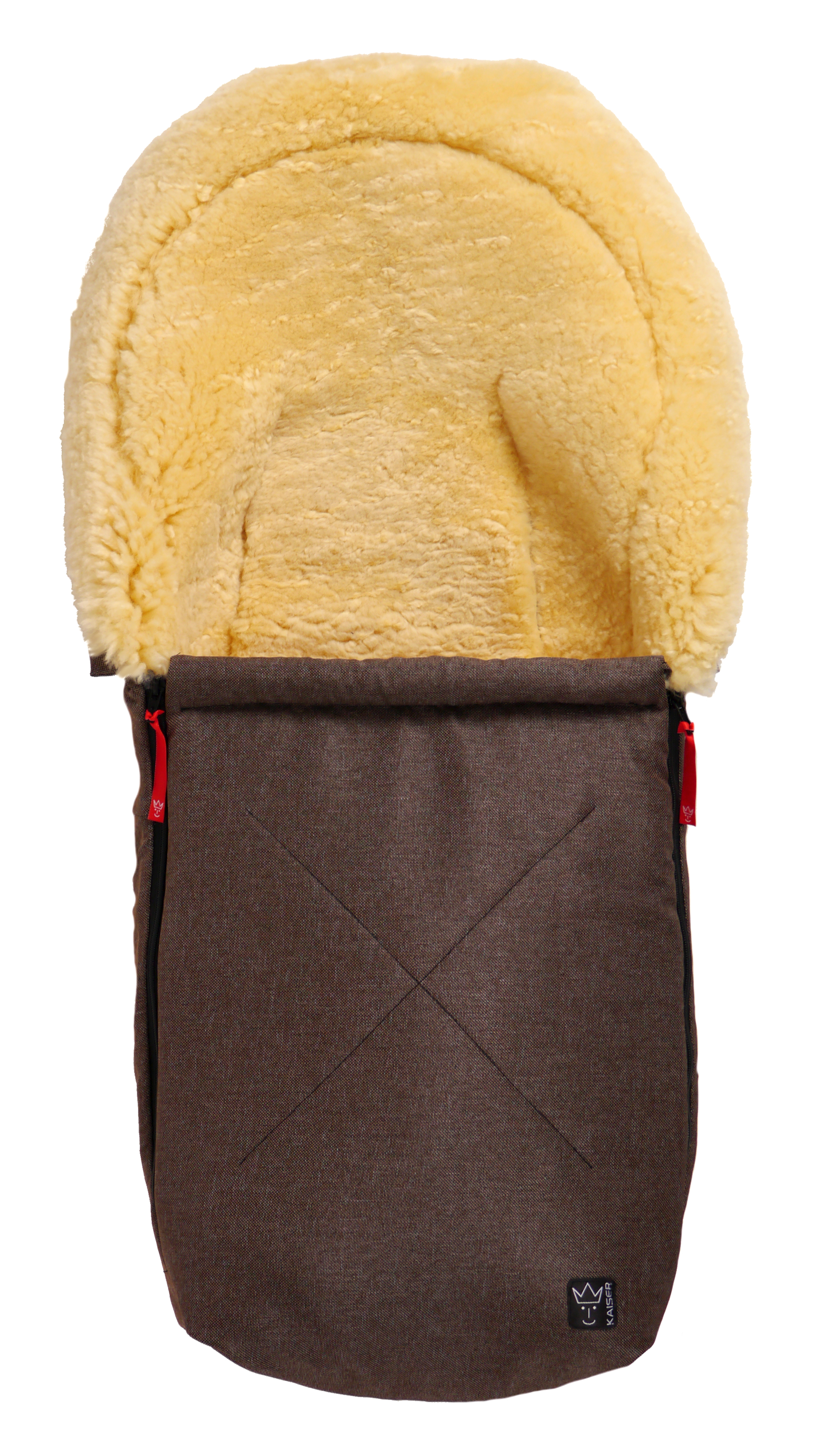 Lammfell-Fußsack von Kaiser in brown-melange, Vorderansicht