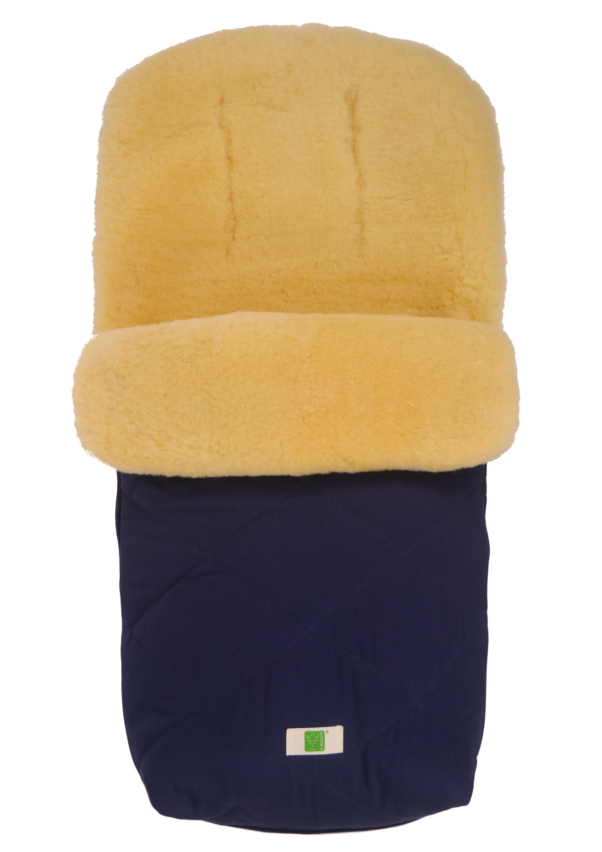 Fußsack mit dem Lammfell-Innenfutter in der Farbe navy