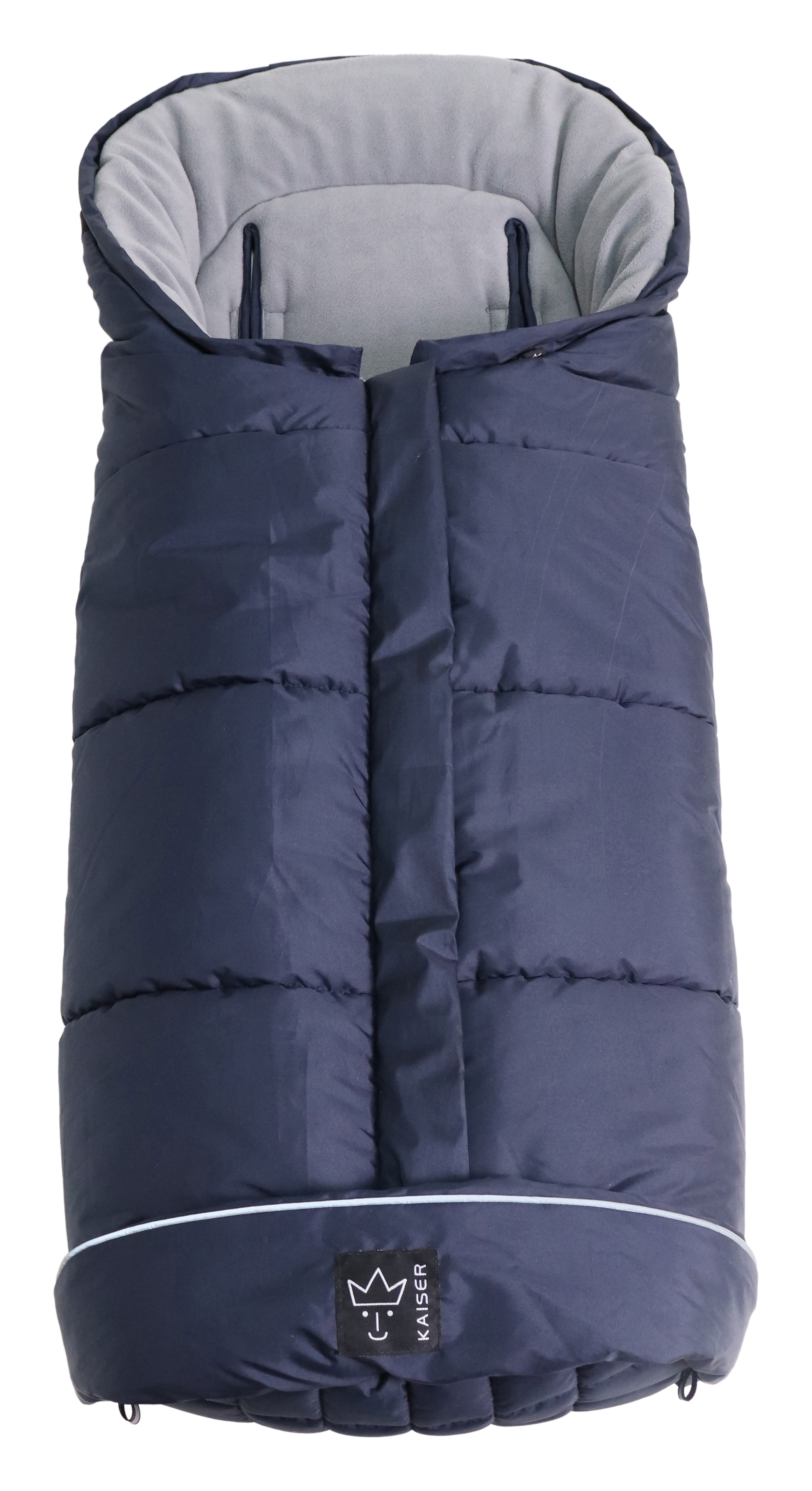 Thermofußsack in navy mit schwarzem Logo