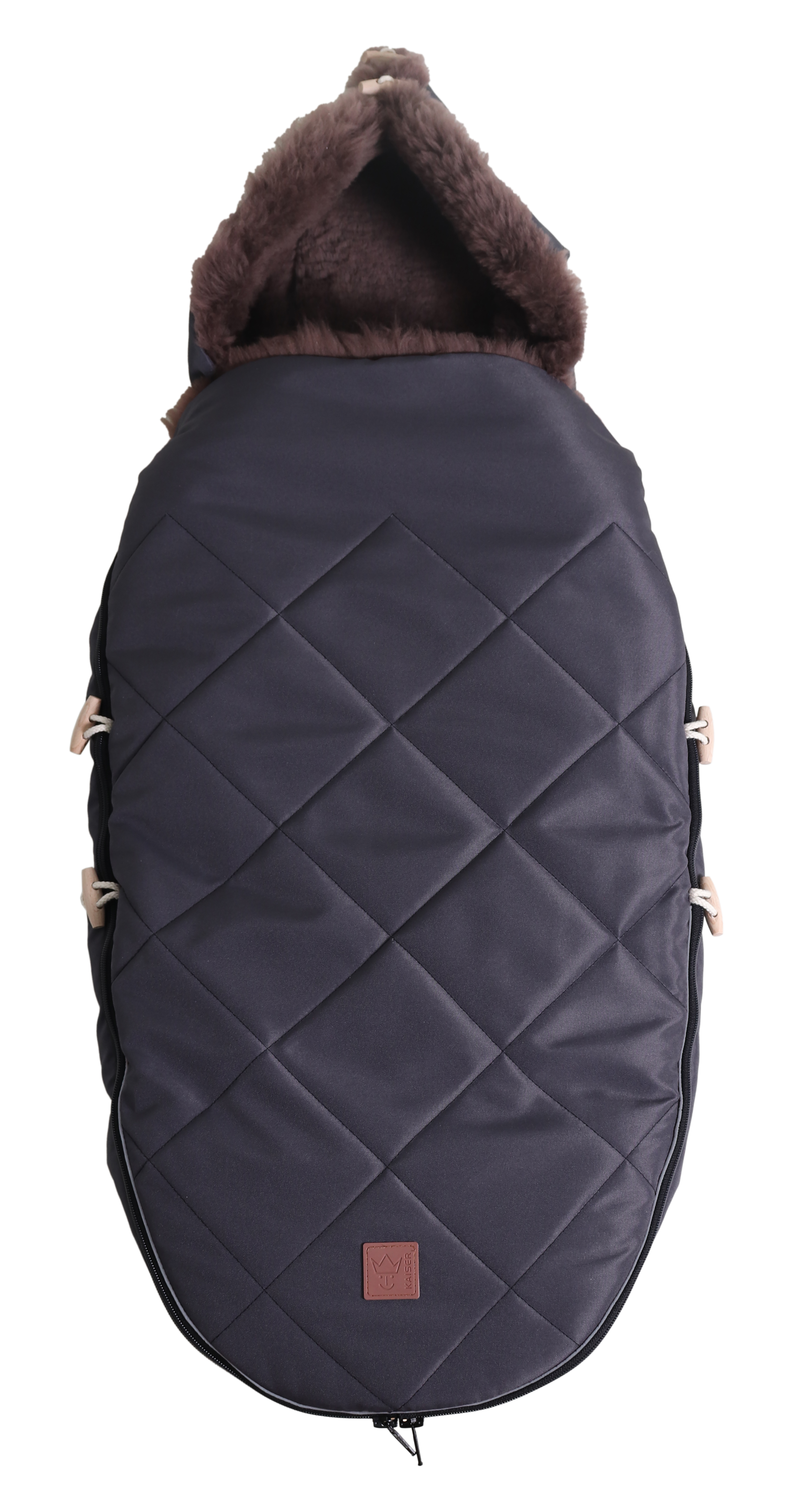 TOFFEE Lammfell Fußsack Geschlossener Fußsack mit beigem Lammfell-Innenfutter in der Farbe anthracite