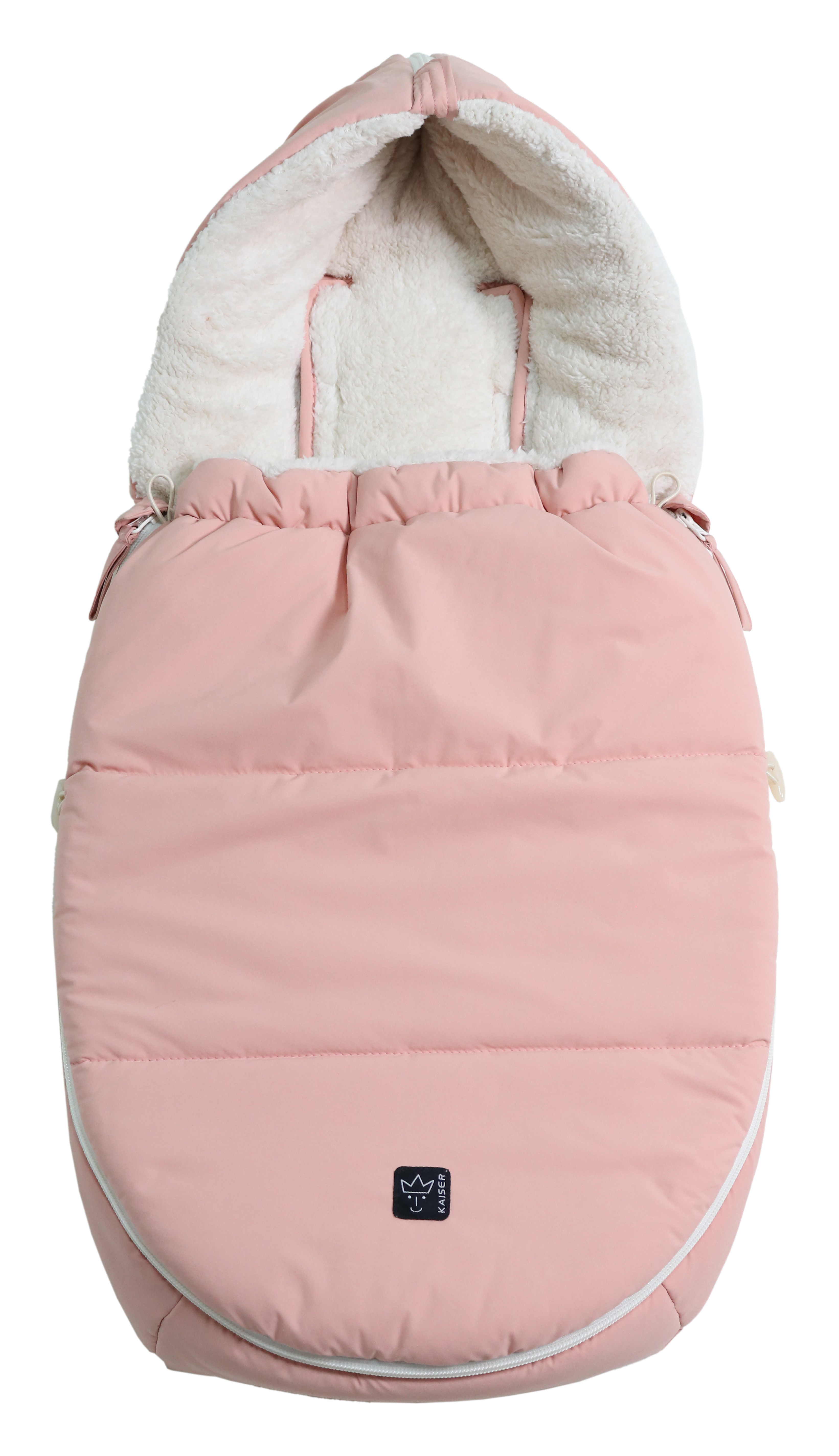 Fußsack mit weißem Fleece-Innenfutter für Babyschale in der Farbe mistry rose