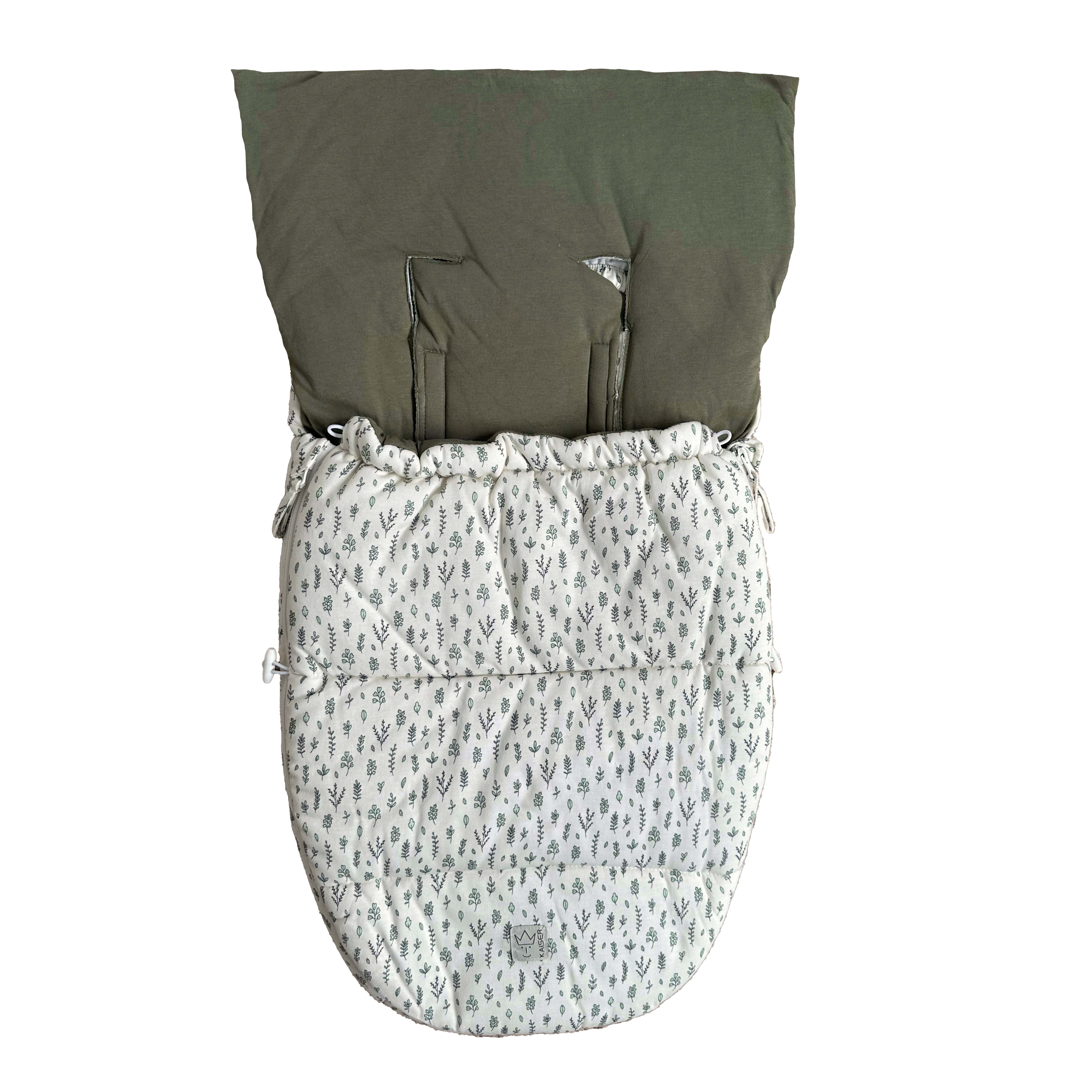 Fußsack SMALL JERSEY HOODED in leave, geöffnet