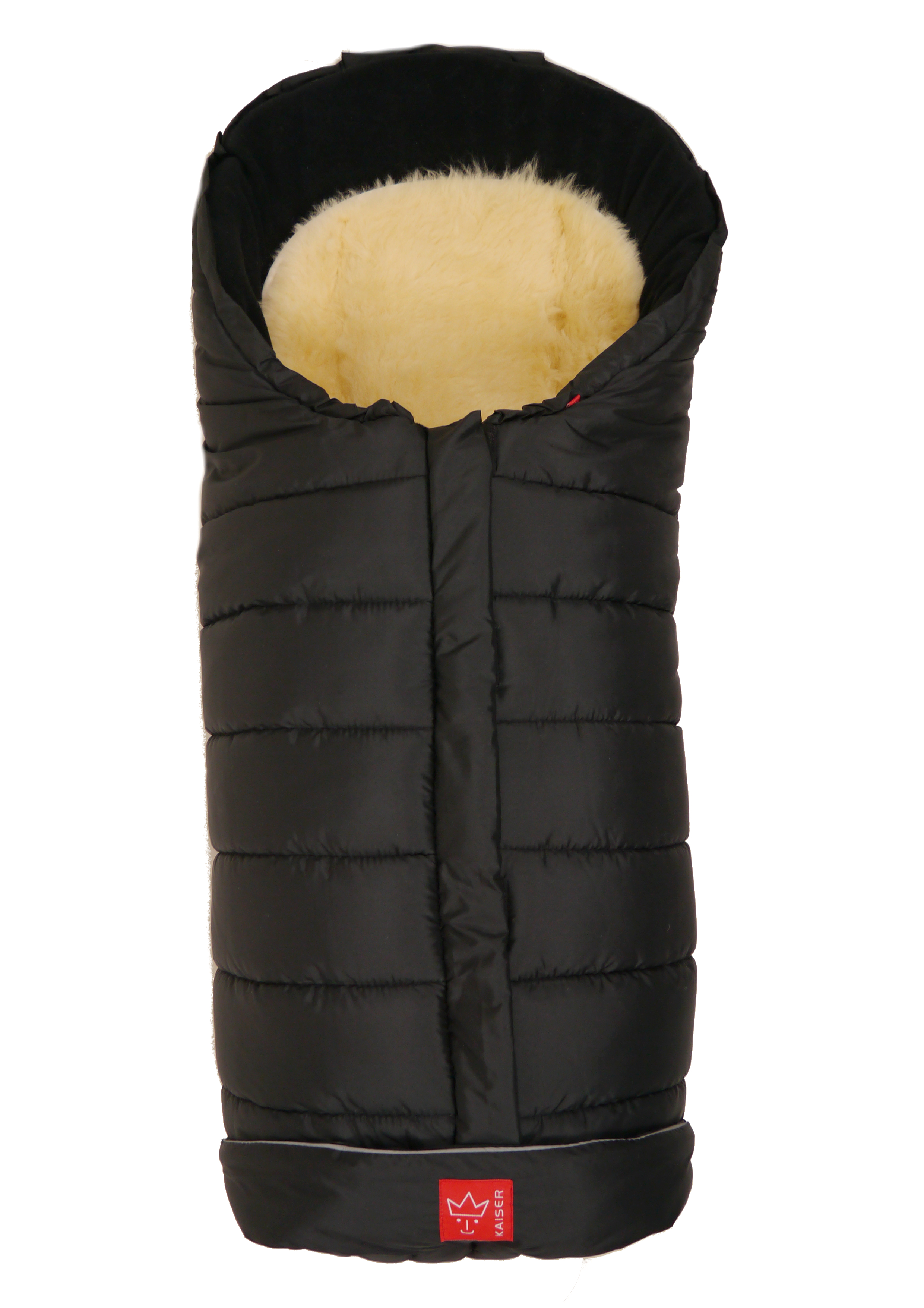 Thermofußsack aus Fleece mit herausnehmbarer Schaffelleinlage in schwarz