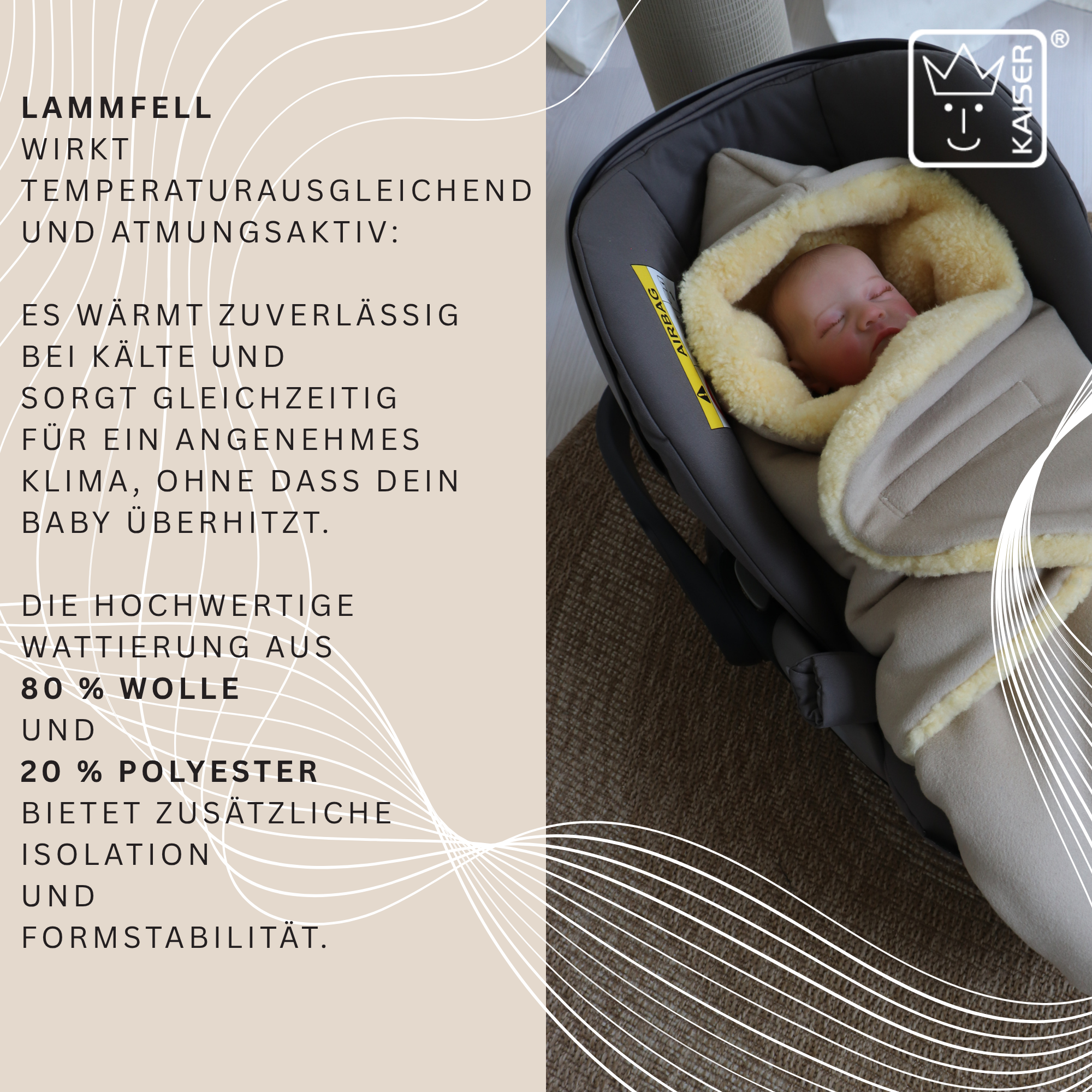 MADAM WOOL Einschlagdecke Loden/ Lammfell