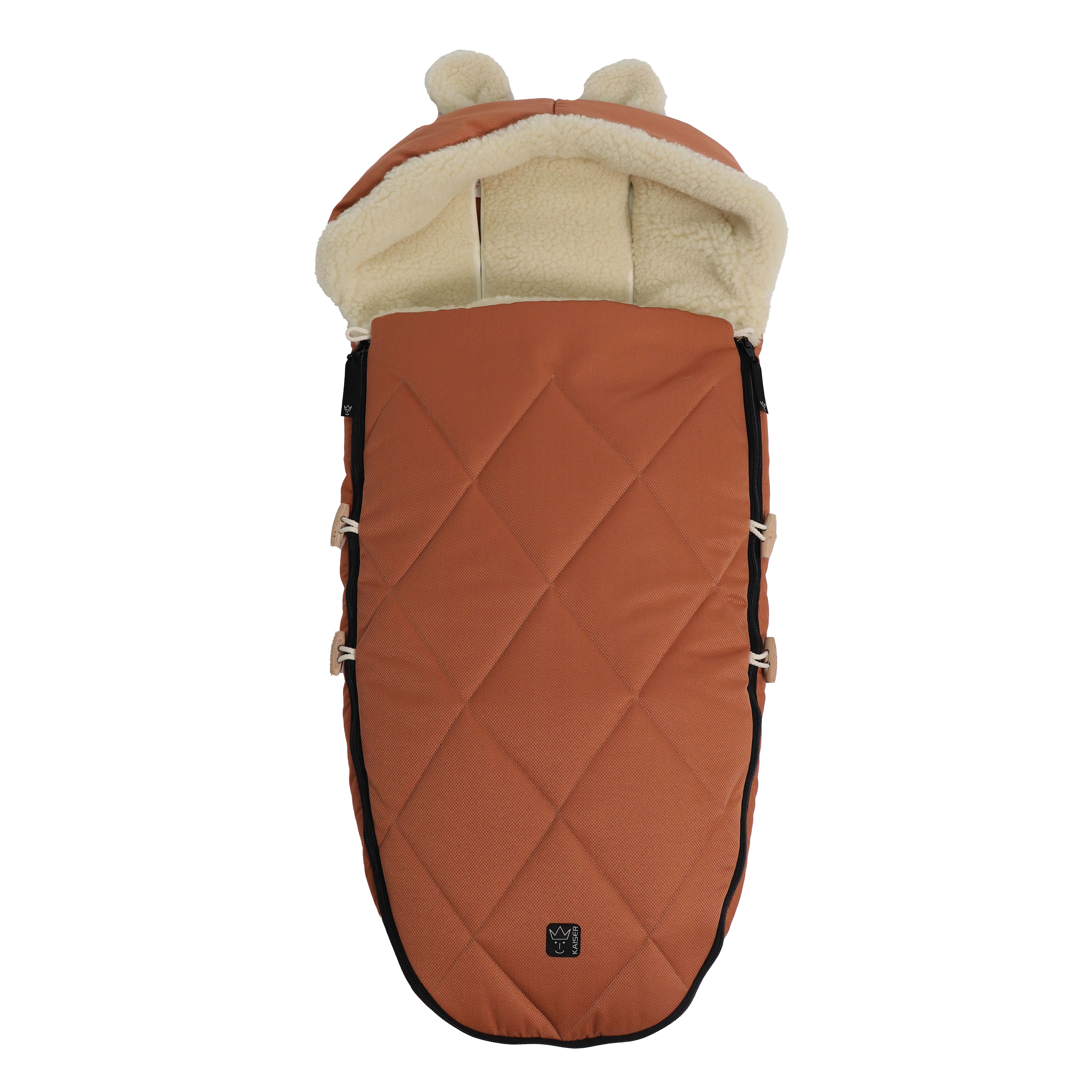 Geschlossener Fußsack in coral gold mit Schafwolle-Innenfutter
