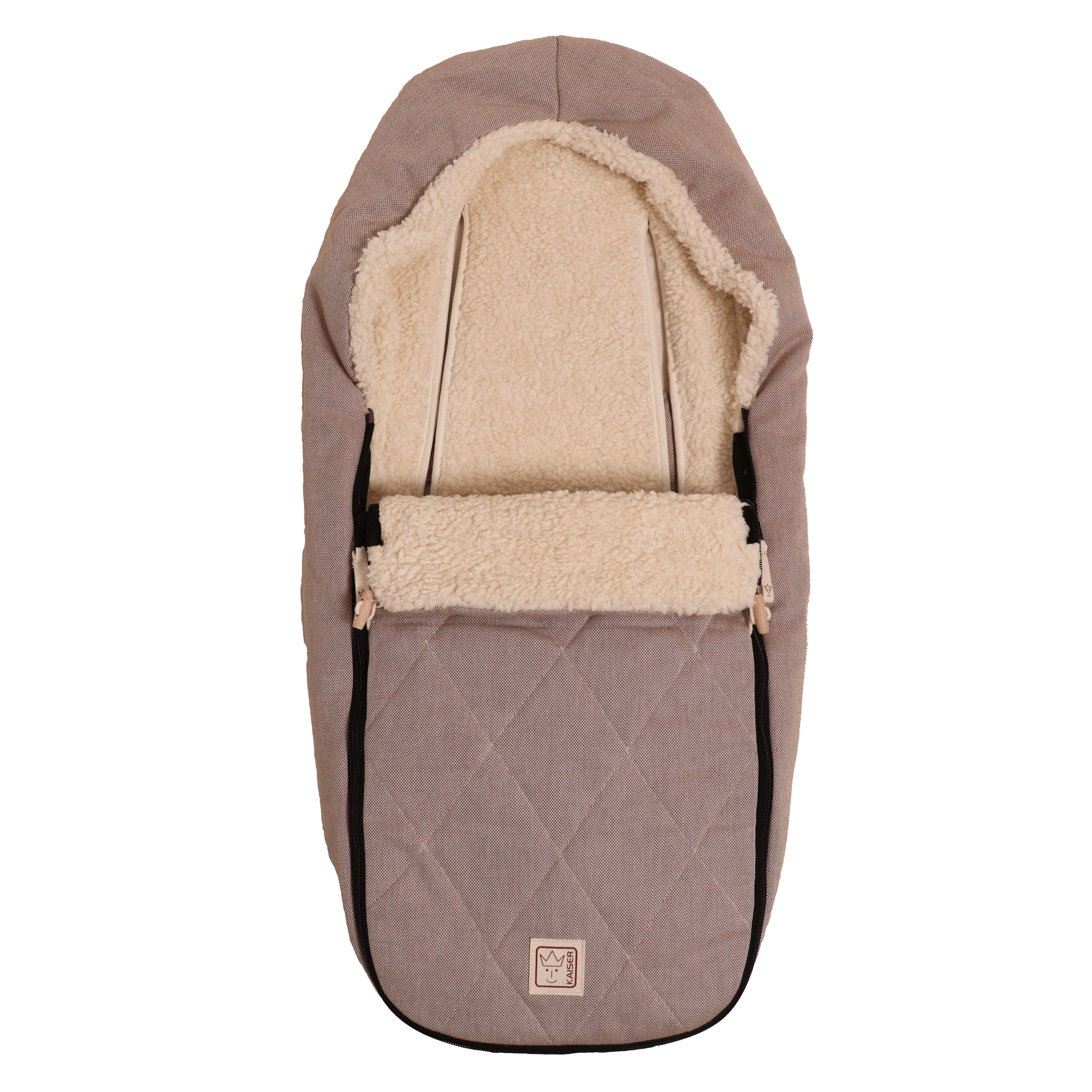 LE PETIT Babyschalen Fußsack brown/nature mit sichtbarem kuscheligem Innenfutter