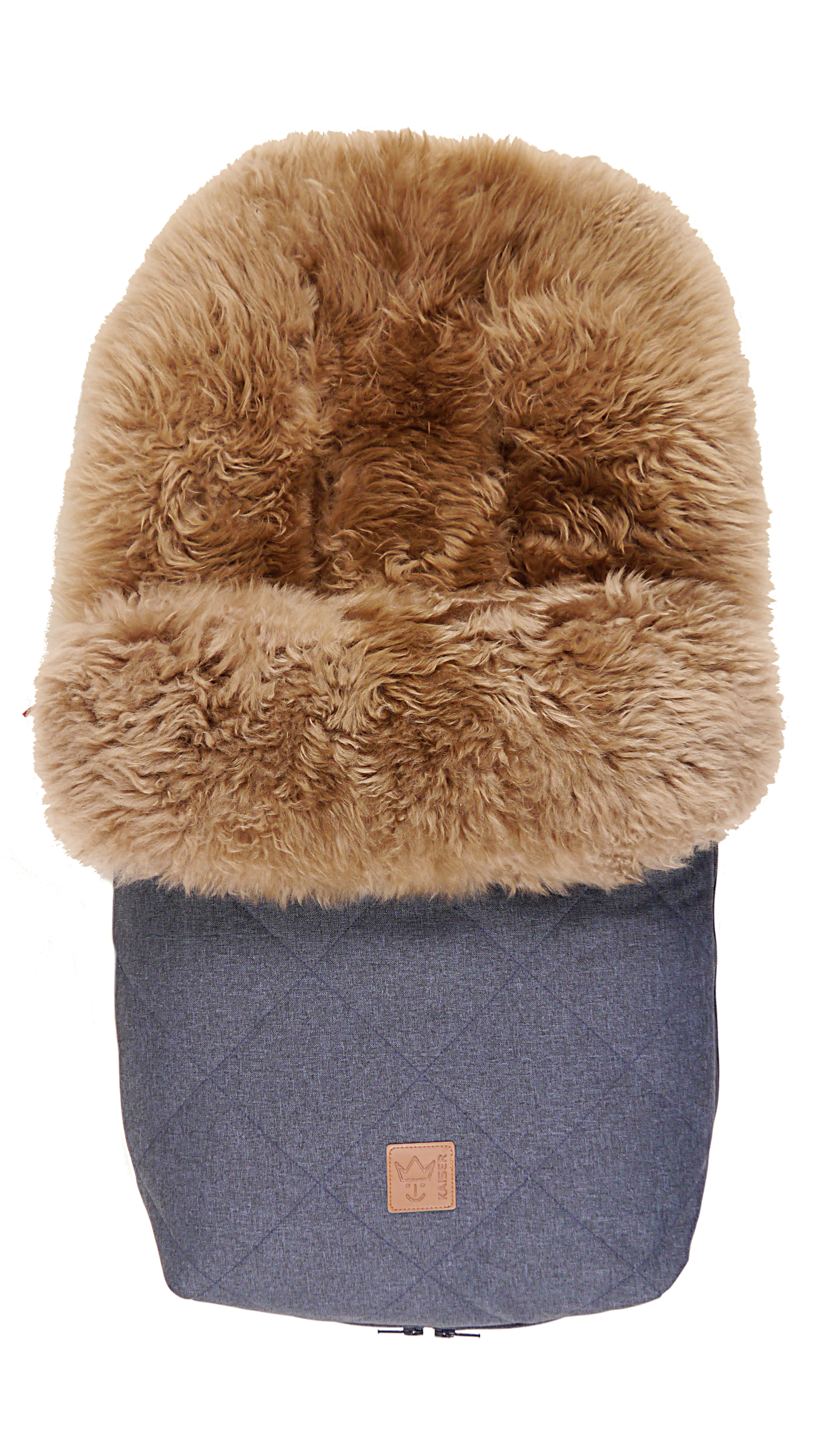 Fußsack mit dem Lammfell-Innenfutter in navy melange